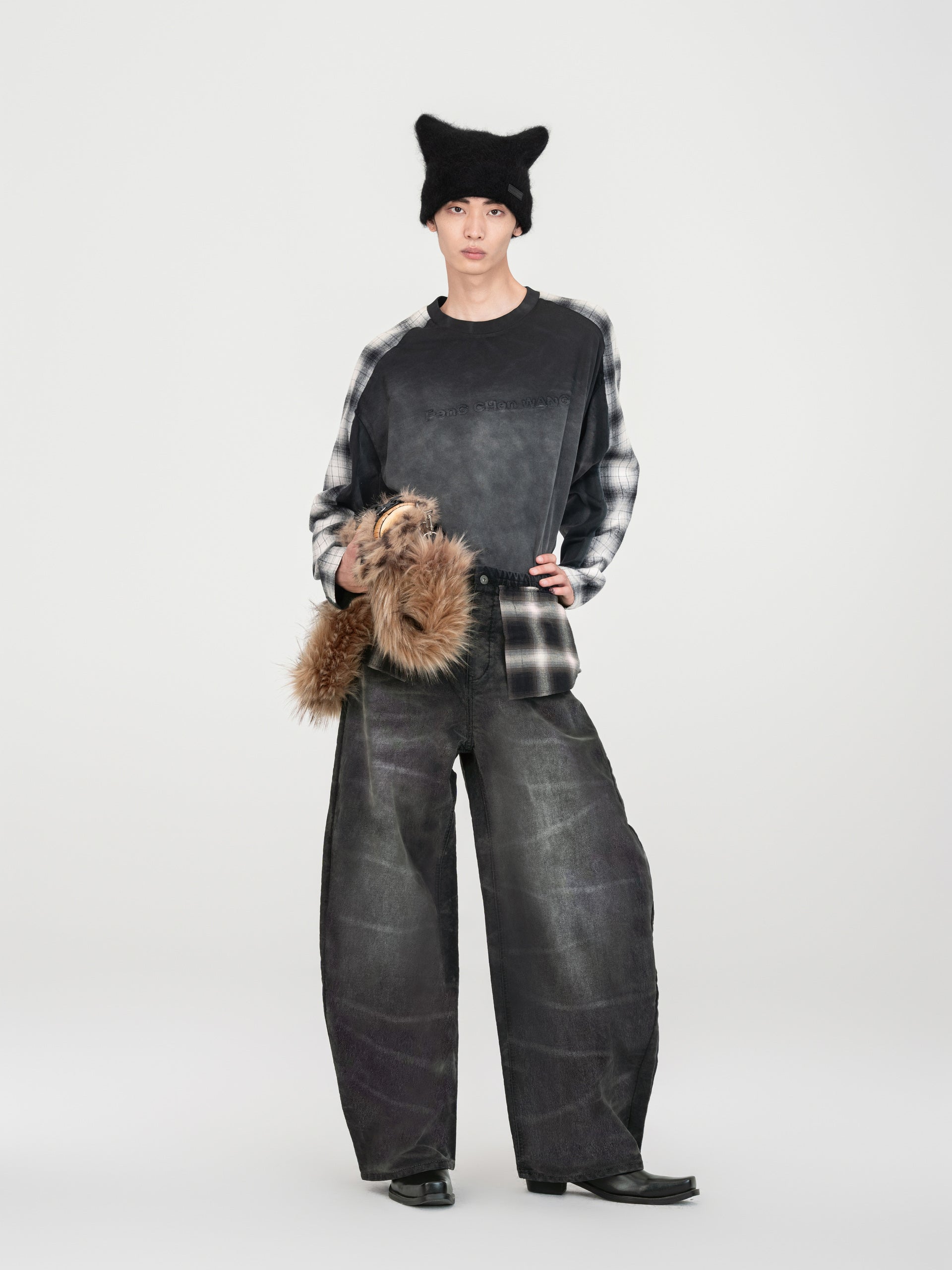 2-IN-1 WASHED DENIM PANTS