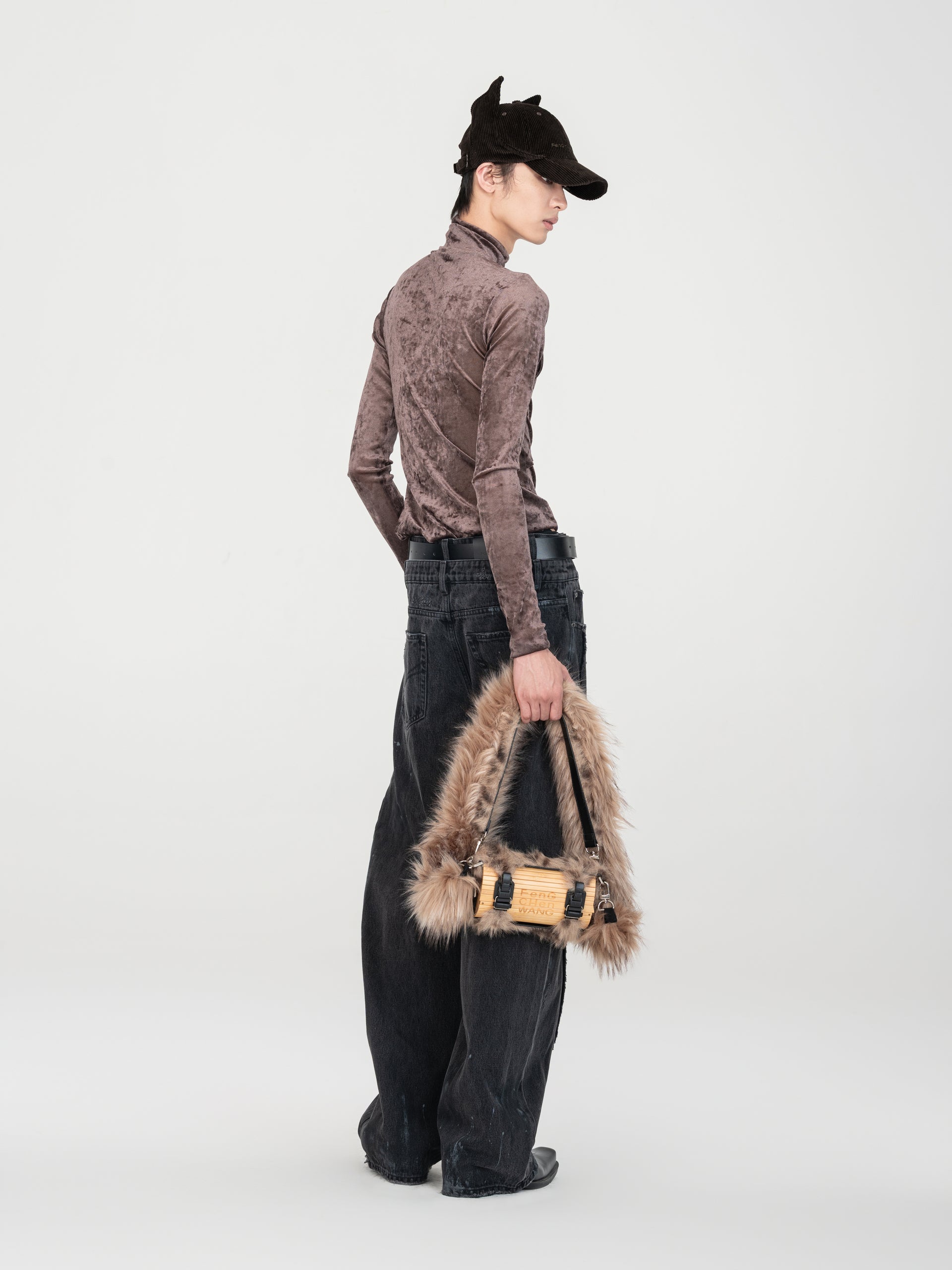 SUEDE TWO-IN-ONE HIGH NECK TOP