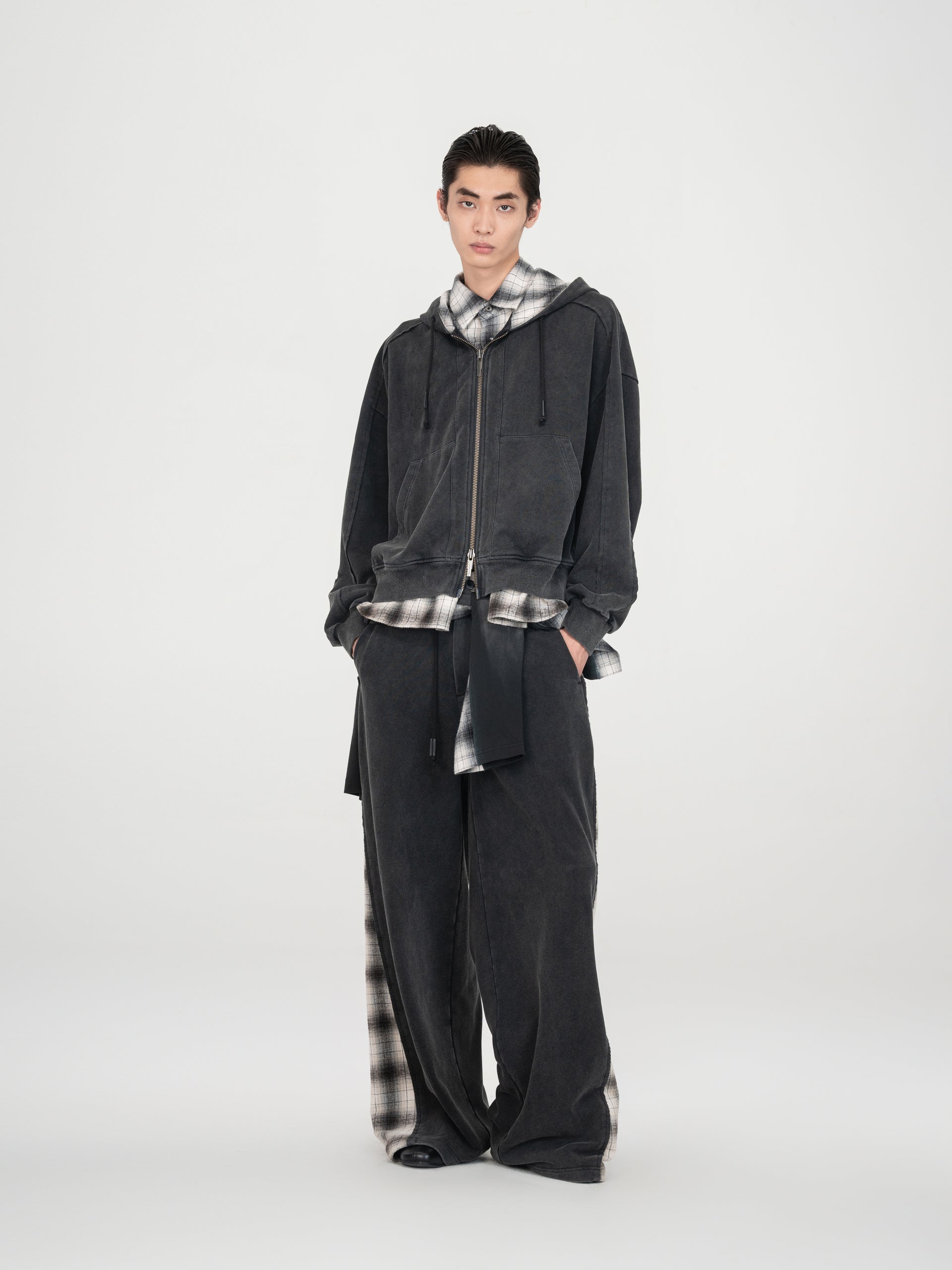 BLACK TWO-IN-ONE HOODIE