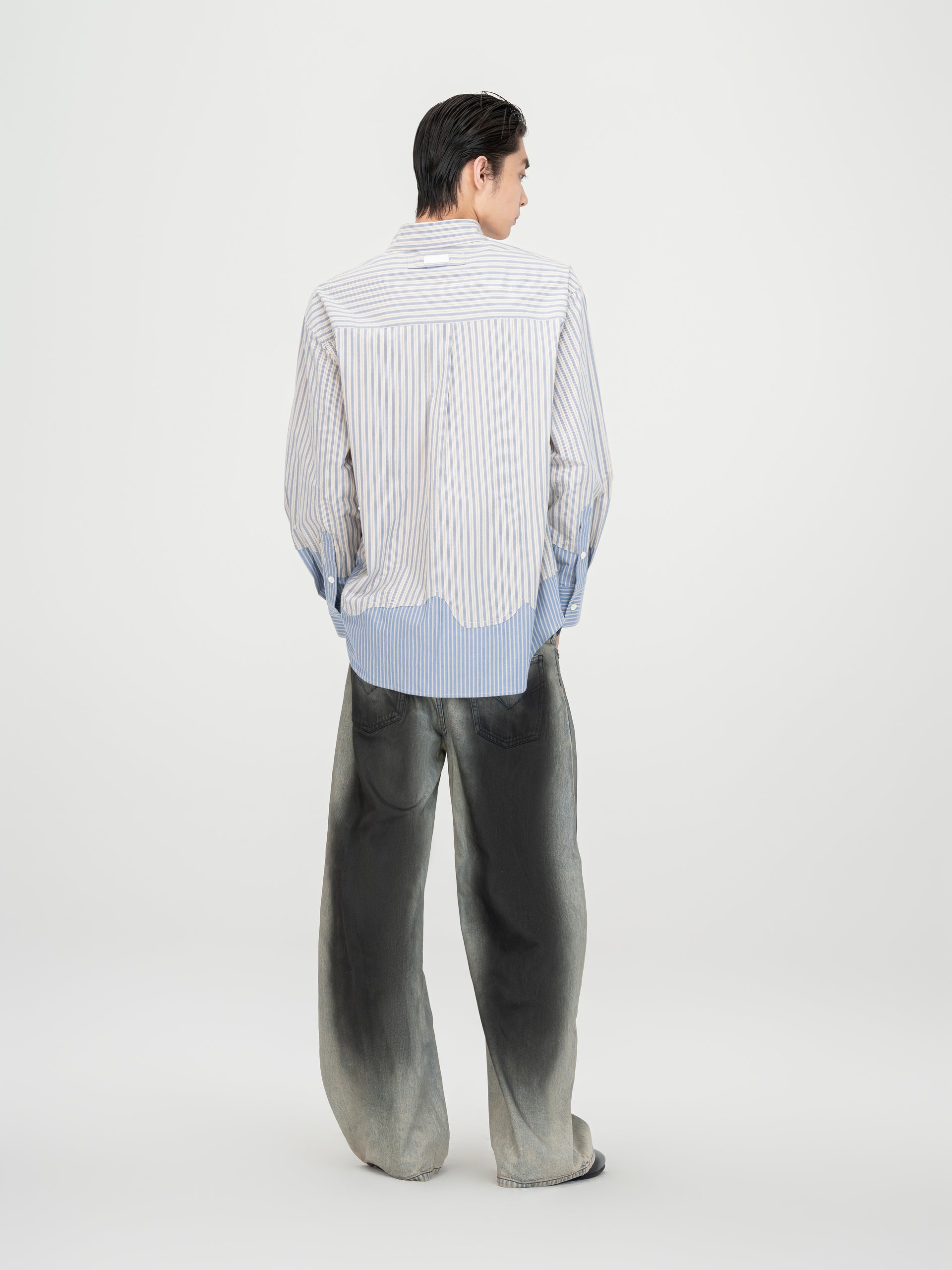 STRIPED PATCHWORK LONG-SLEEVE SHIRT
