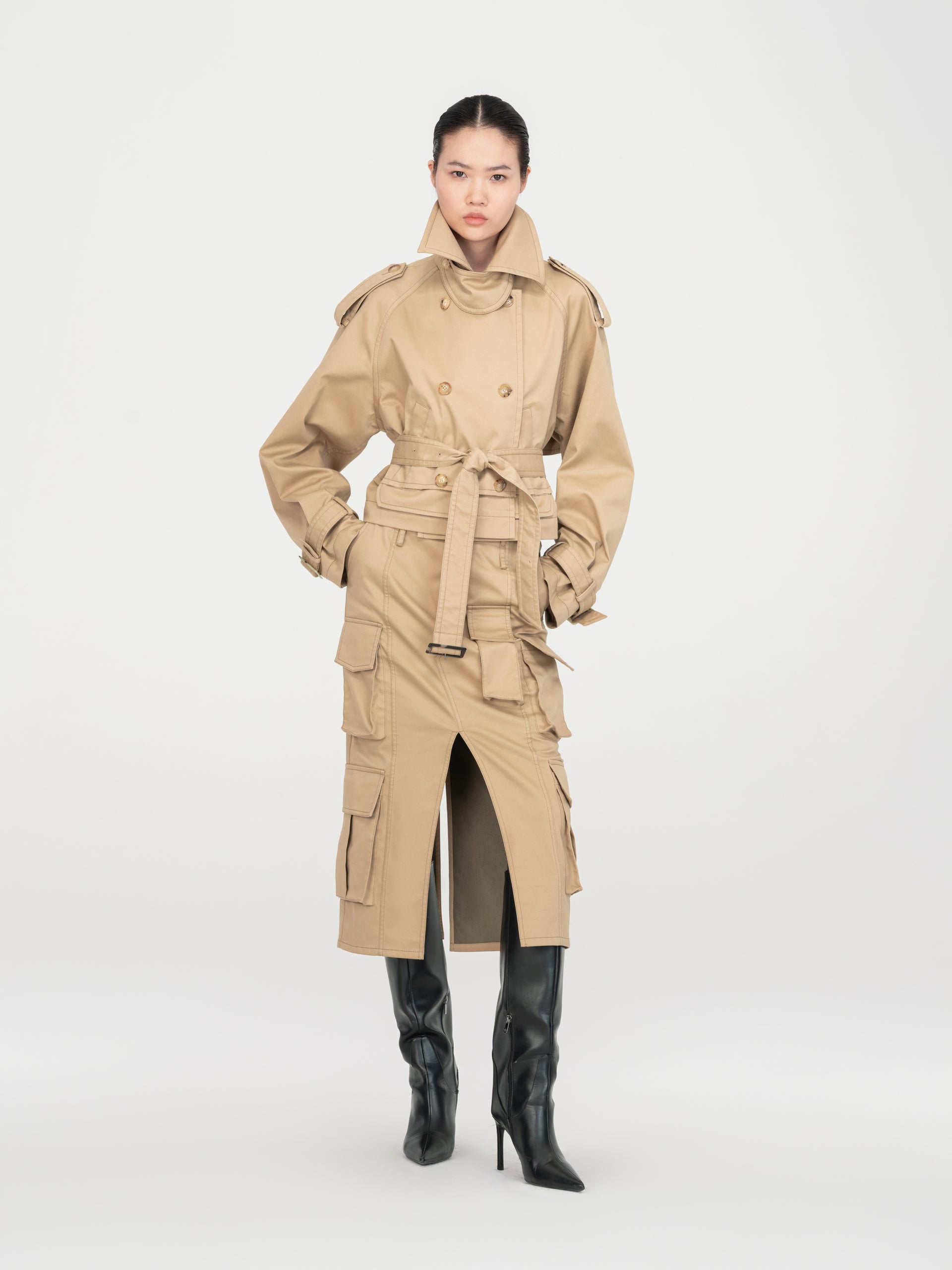 KHAKI CARGO SKIRT