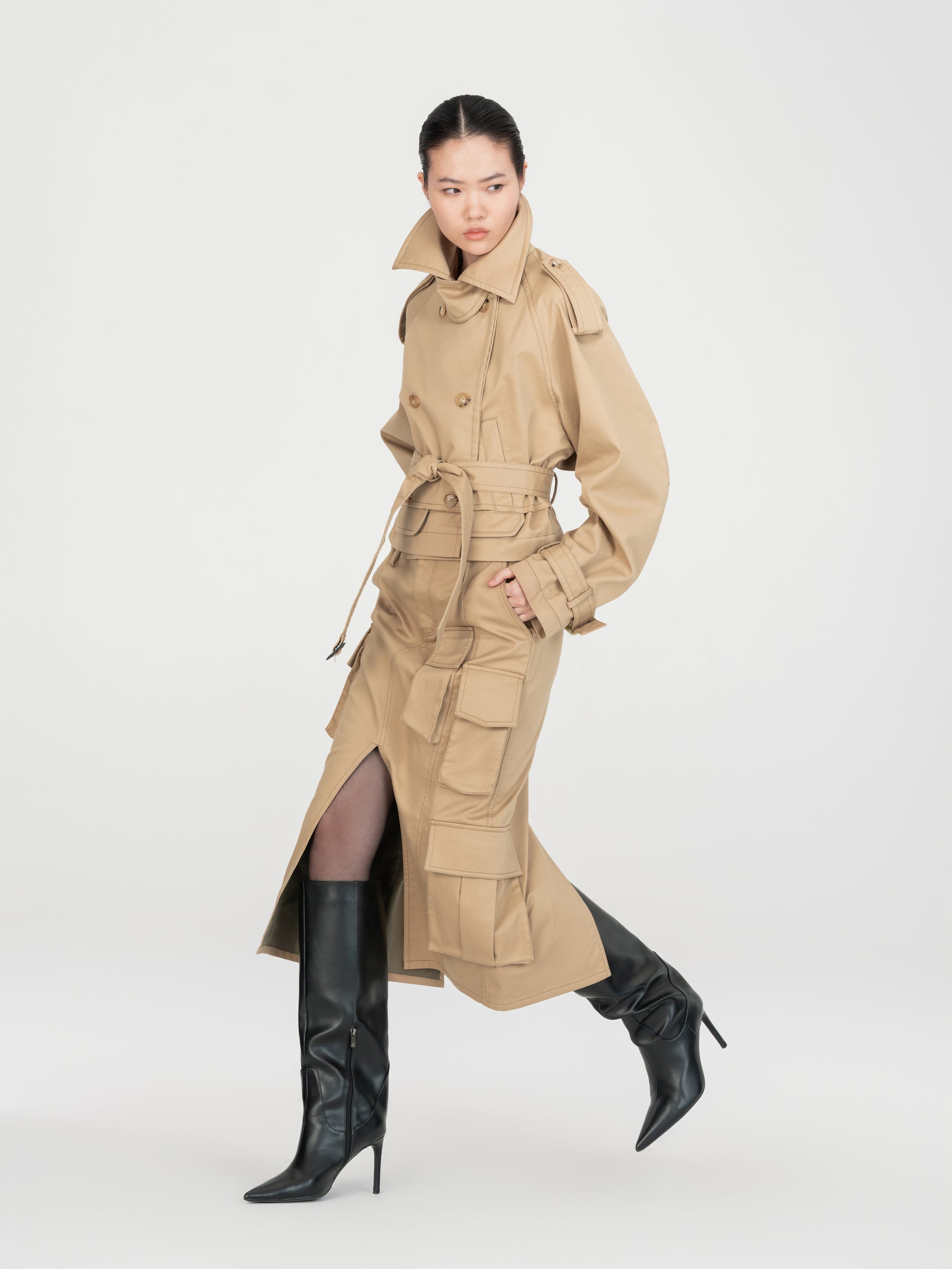 KHAKI CARGO SKIRT