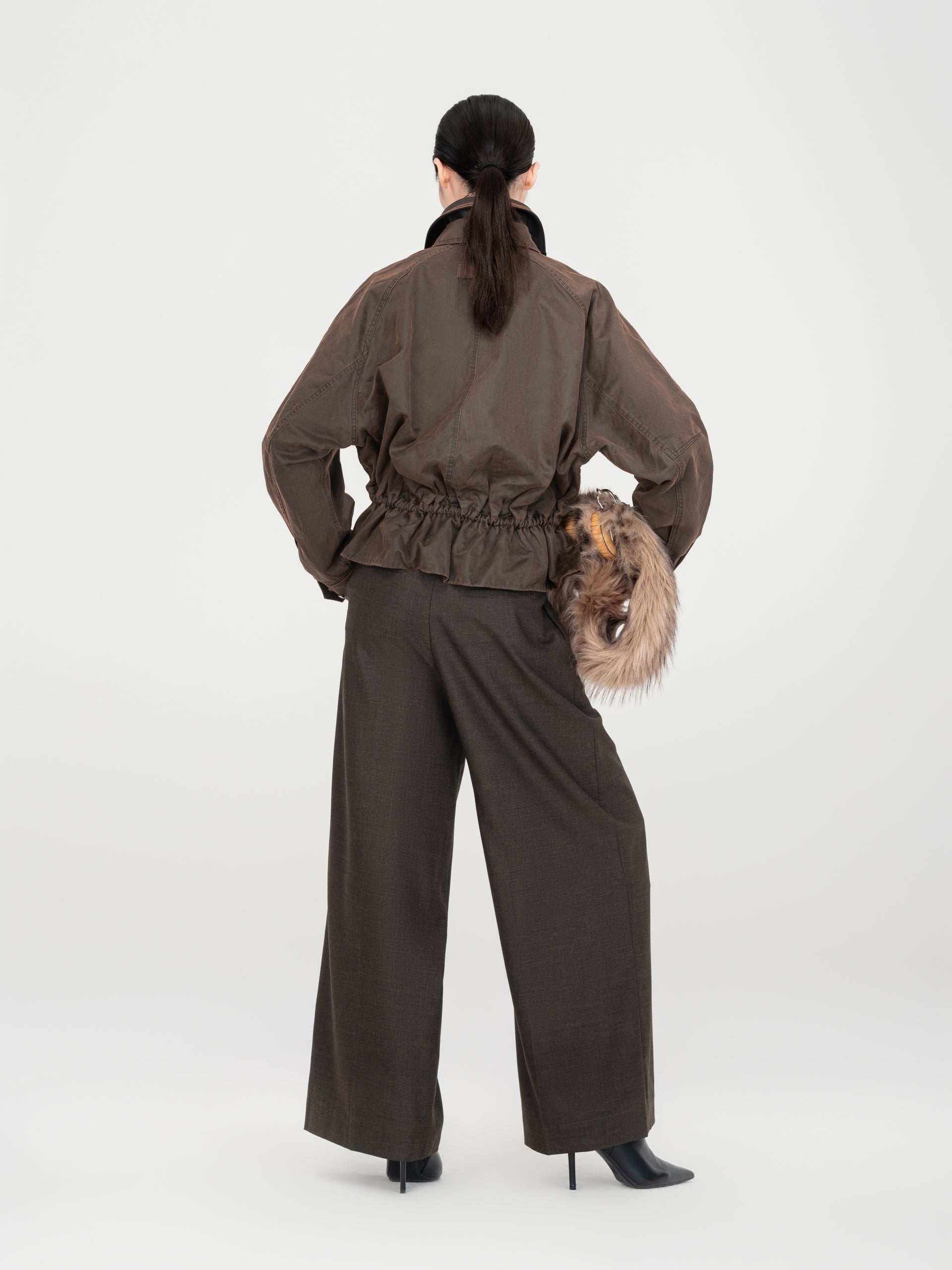 BROWN ELASTIC WAIST JACKET