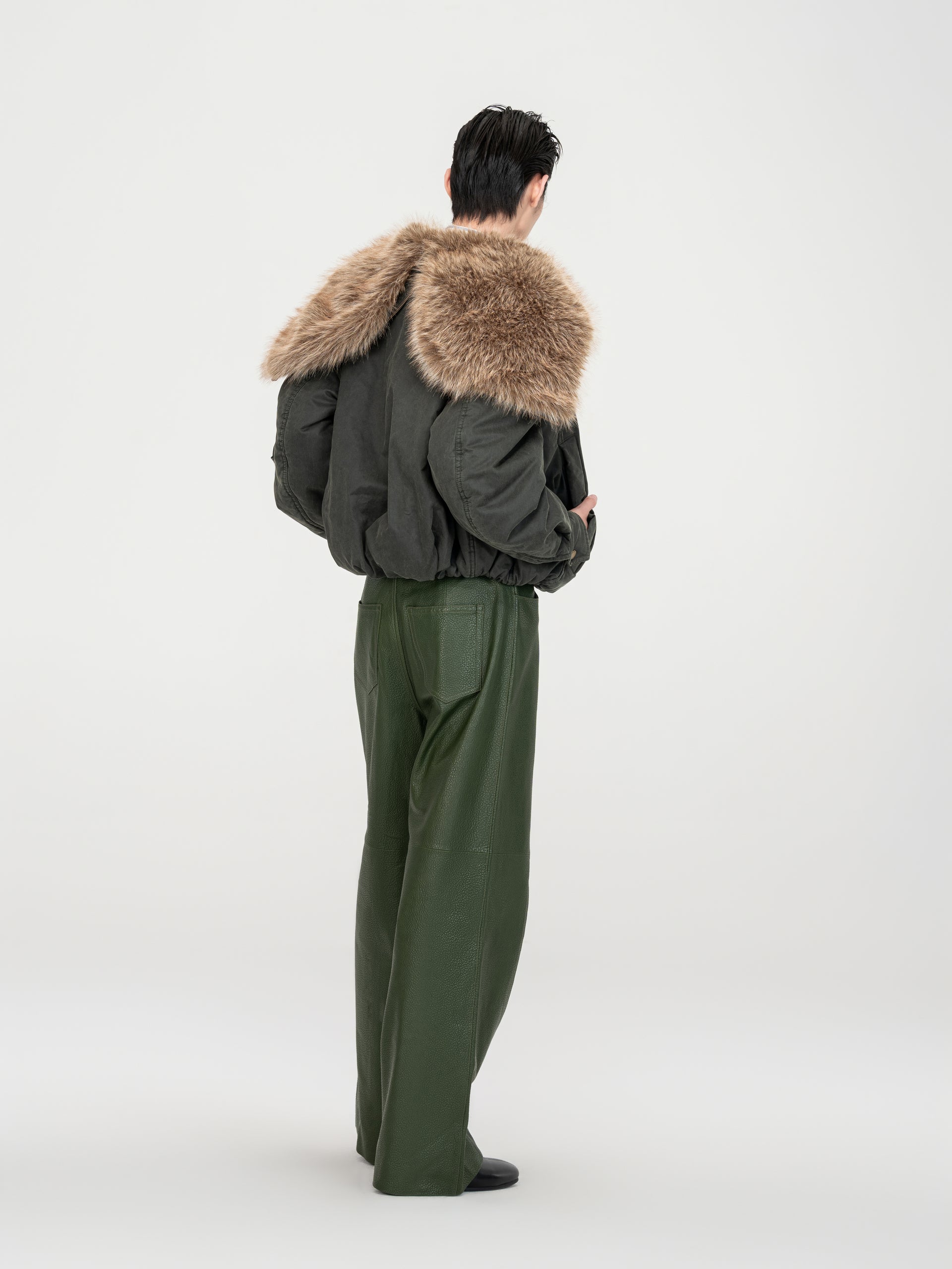 STRAIGHT-LEG CASUAL LEATHER PANTS