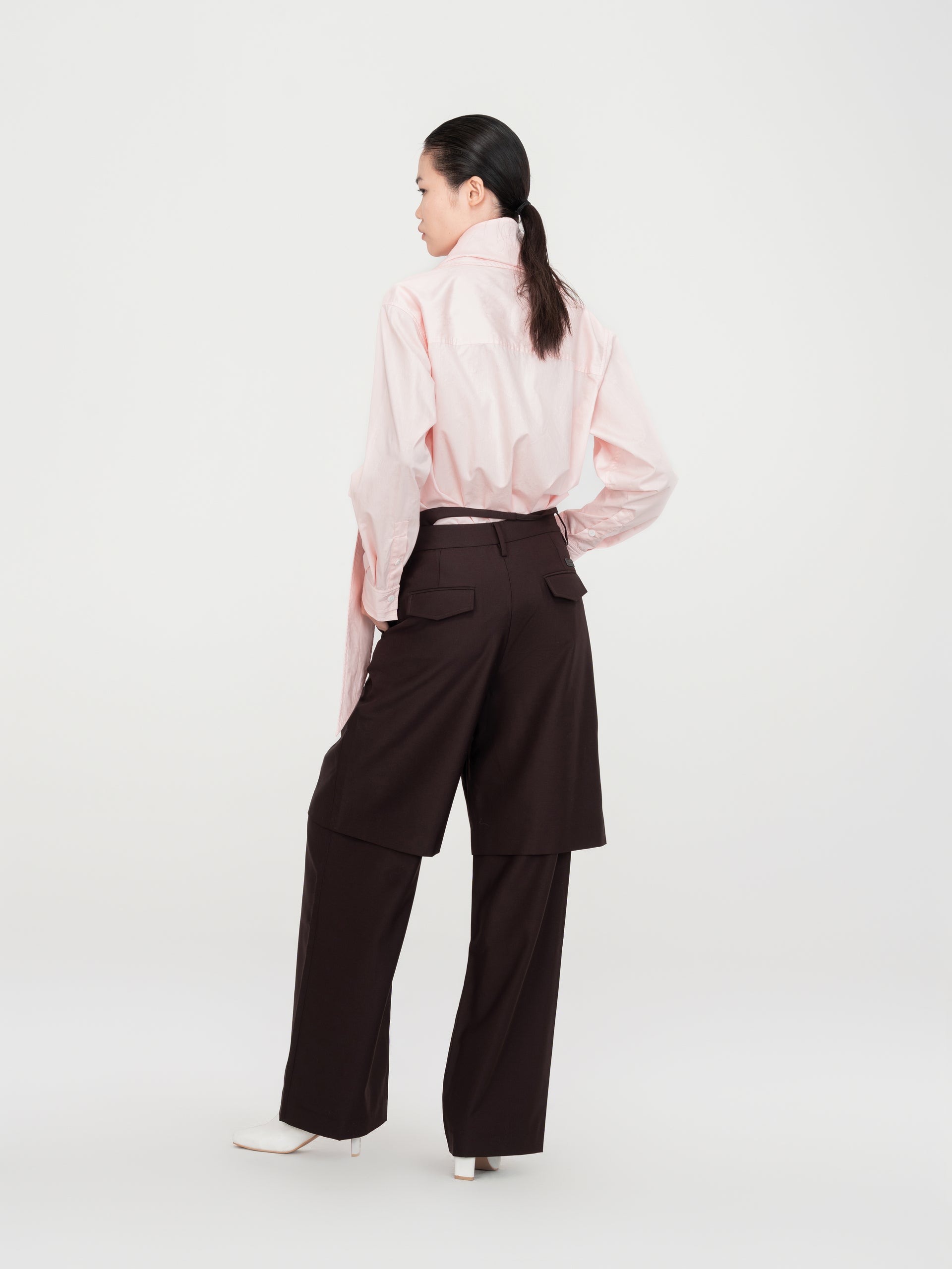 PINK DRAPED BLOUSE WITH SCARF