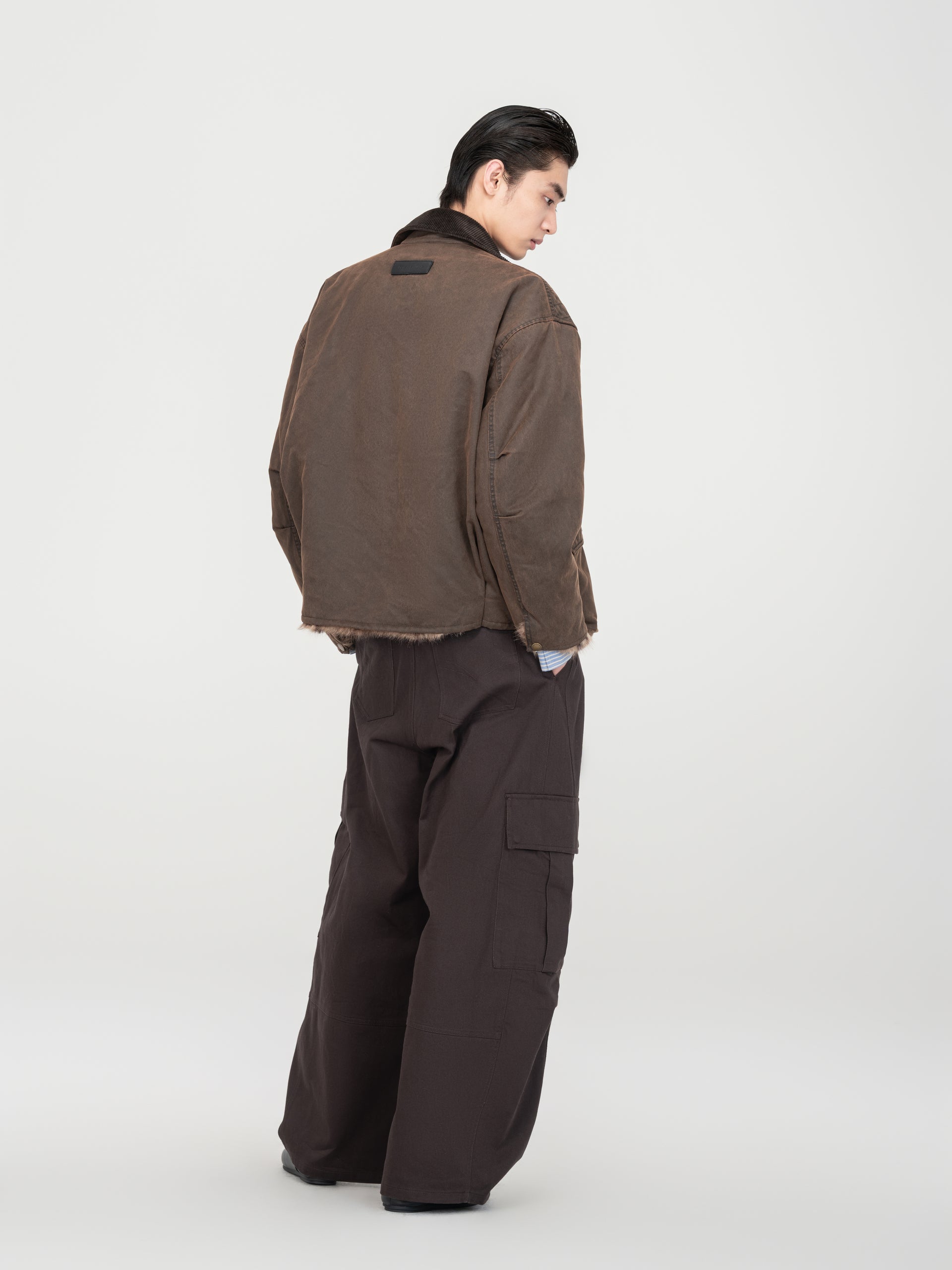 REVERSIBLE WASHED COTTON JACKET WITH LEOPARD-PRINT LINING