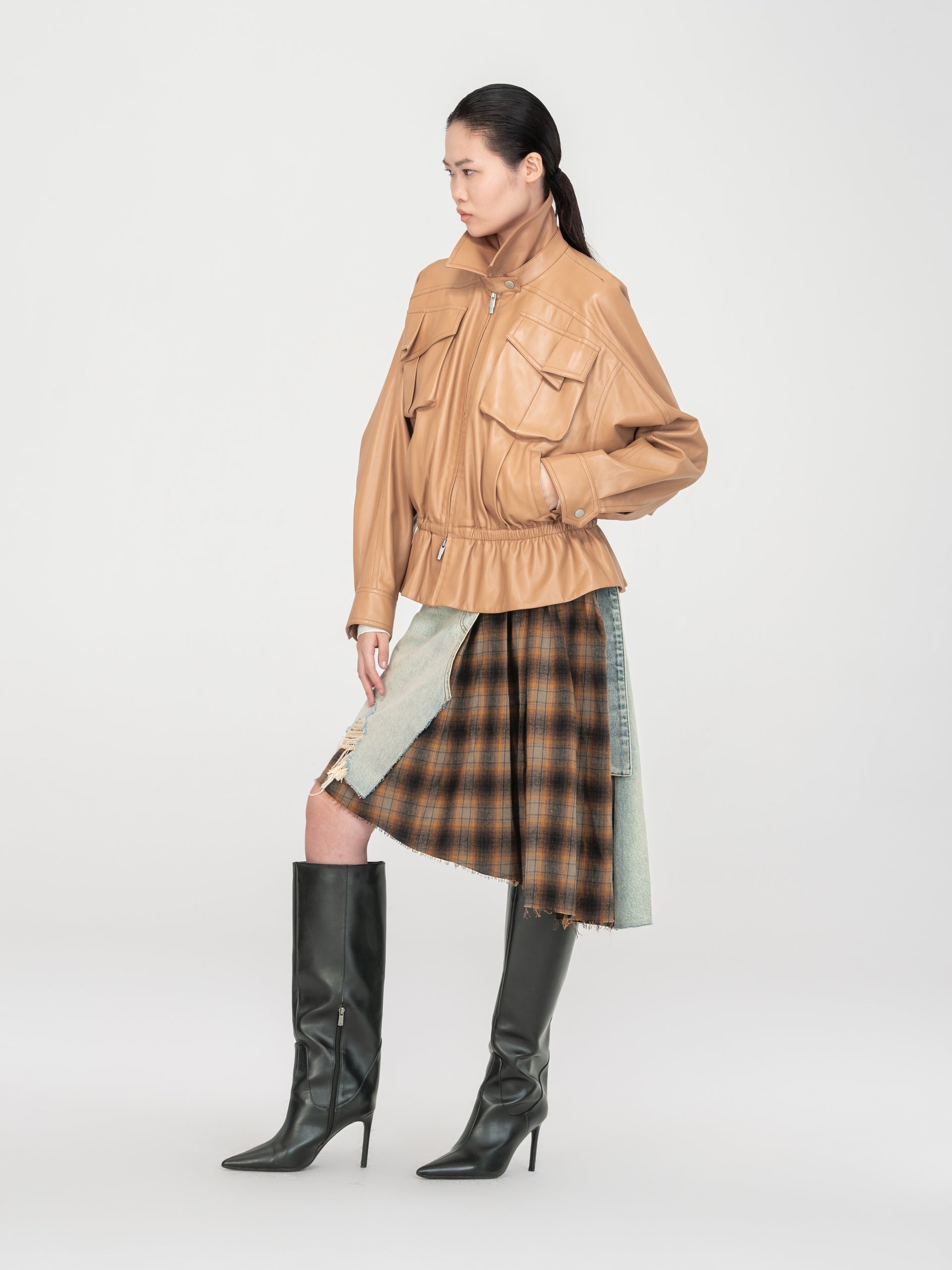 KHAKI ELASTIC WAIST JACKET