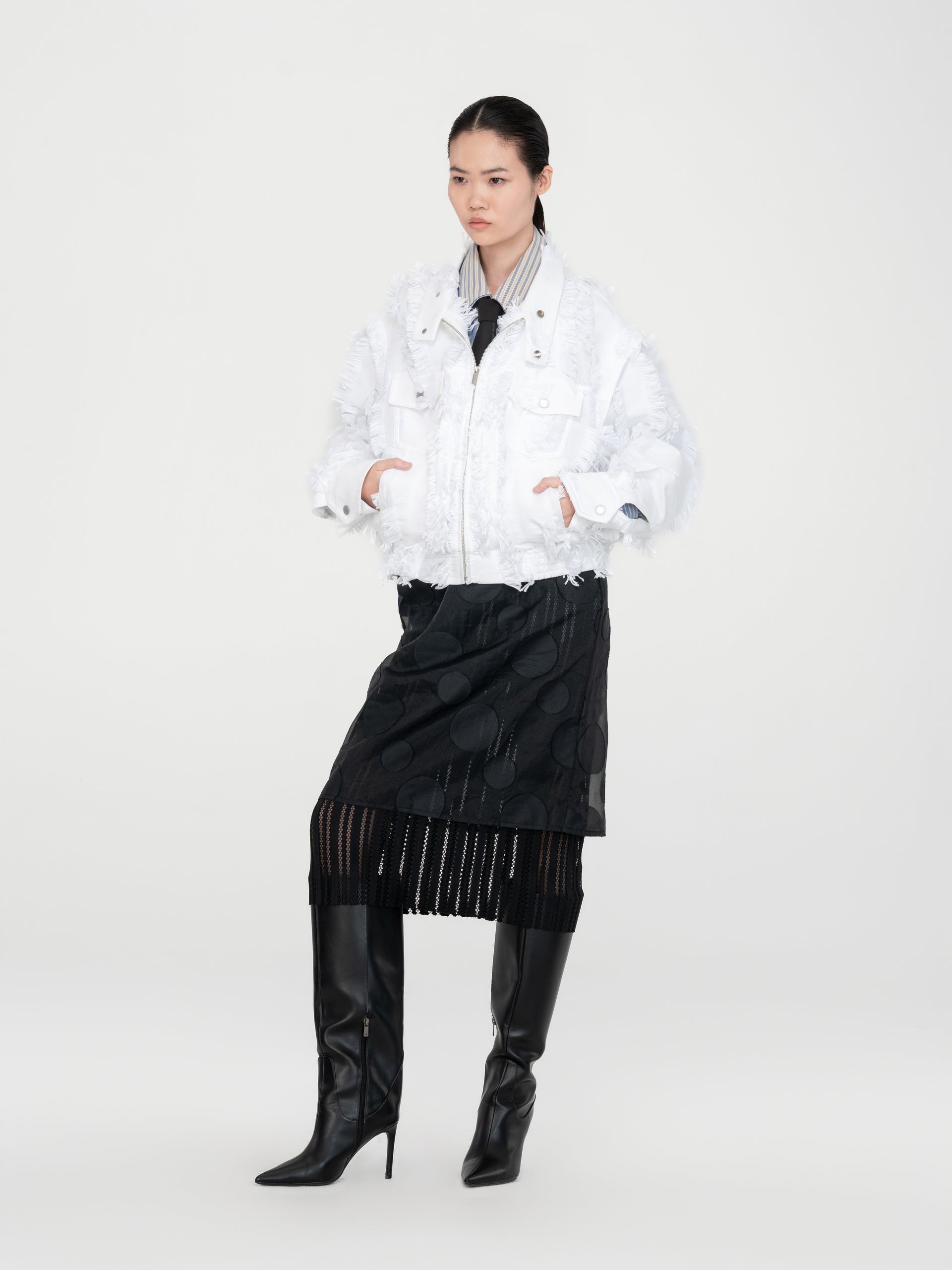 WHITE FRINGED JACKET