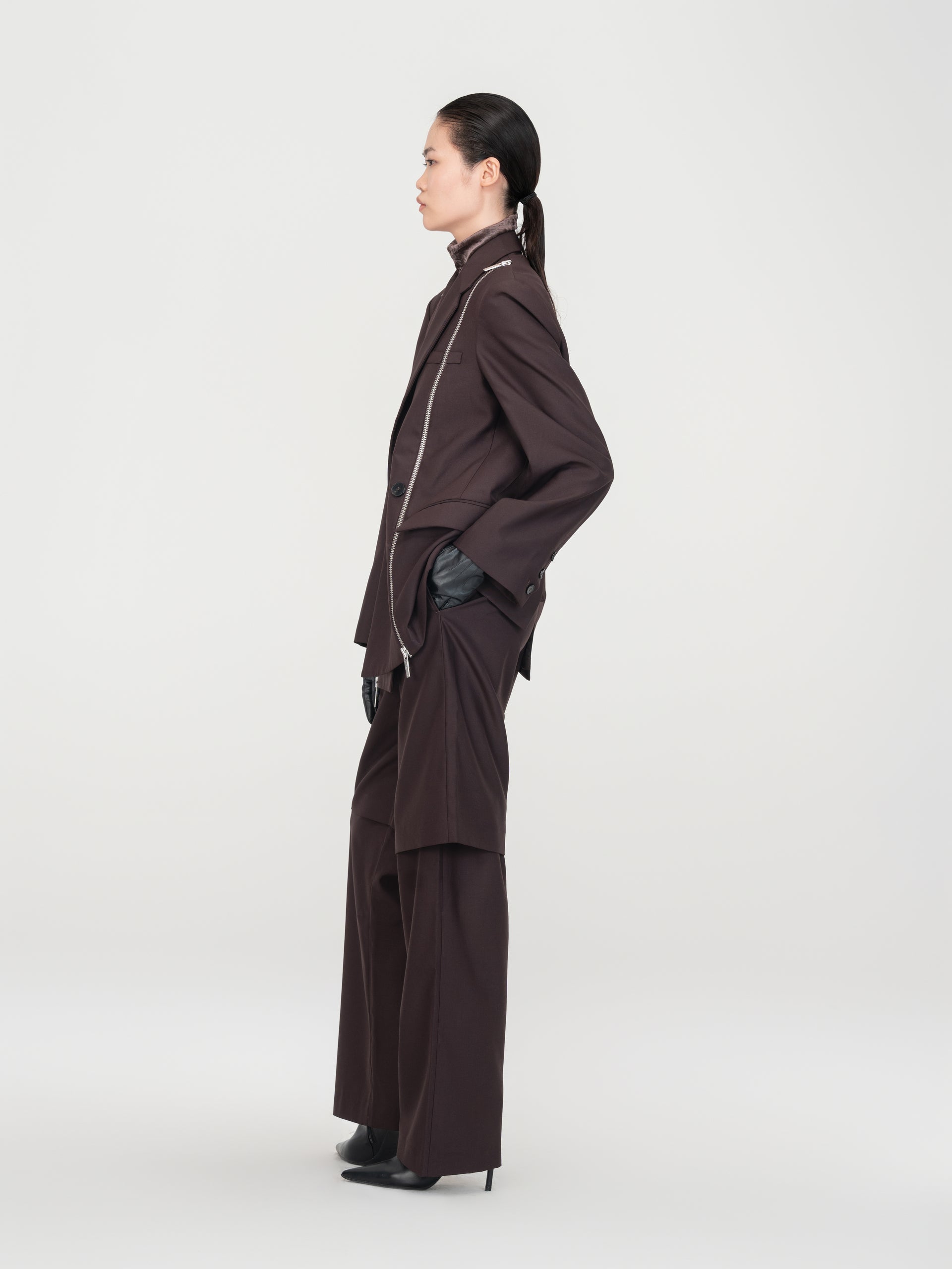 BROWN ZIP BLAZER