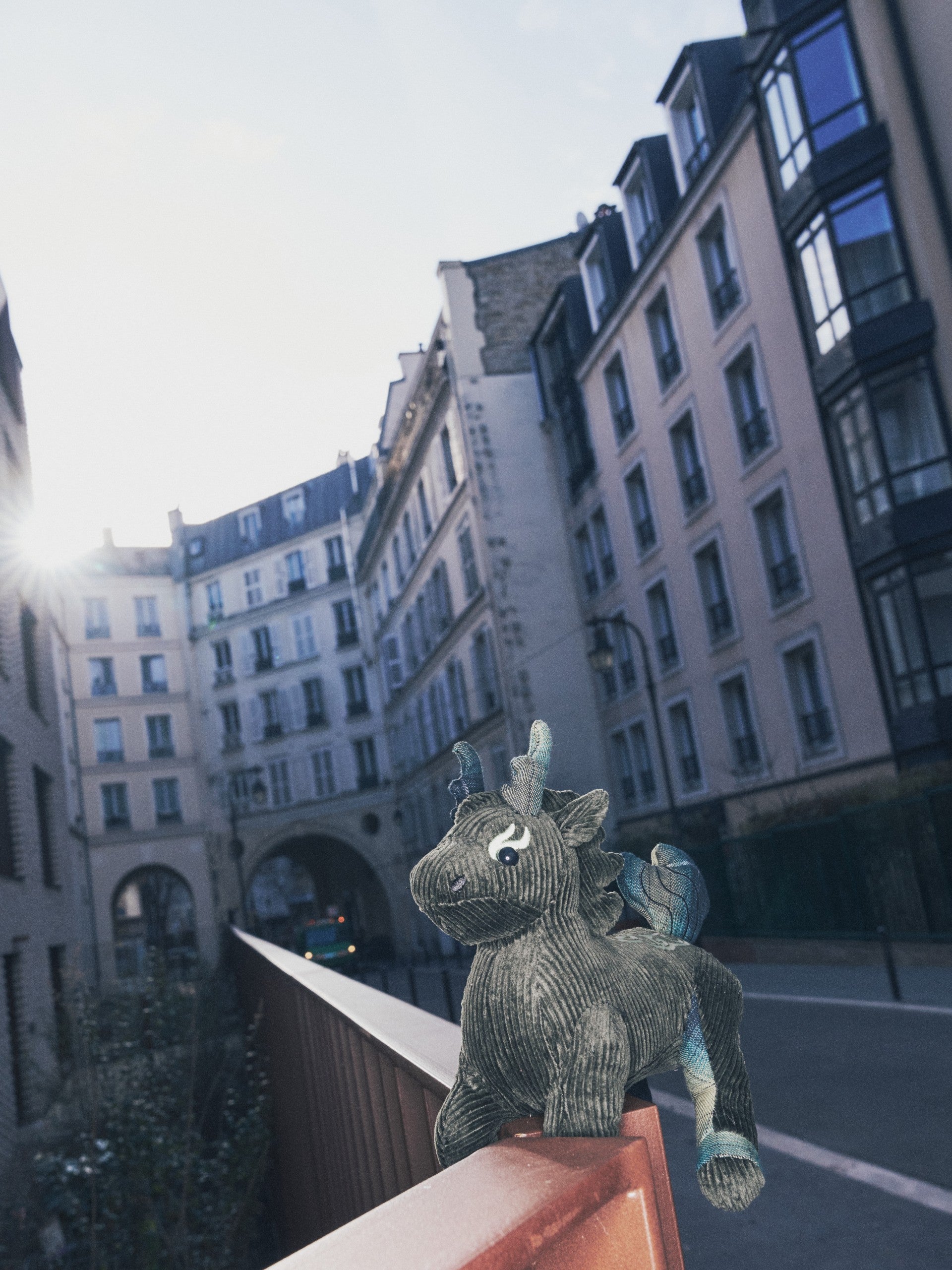 CORDUROY-AND-PLAID PATCHWORKED LONGMA