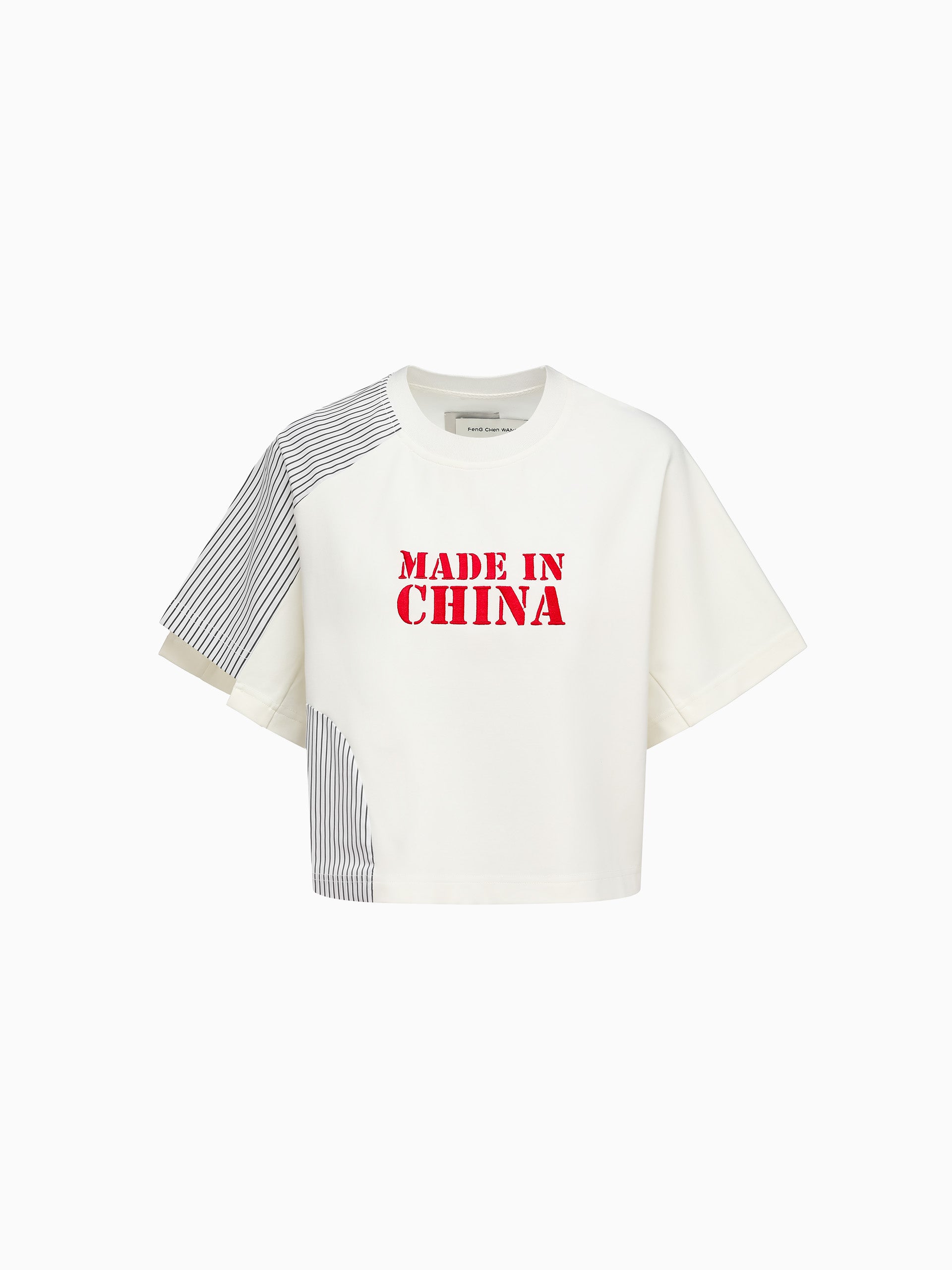 STRIPED PATCHWORK T-SHIRT - Feng Chen Wang