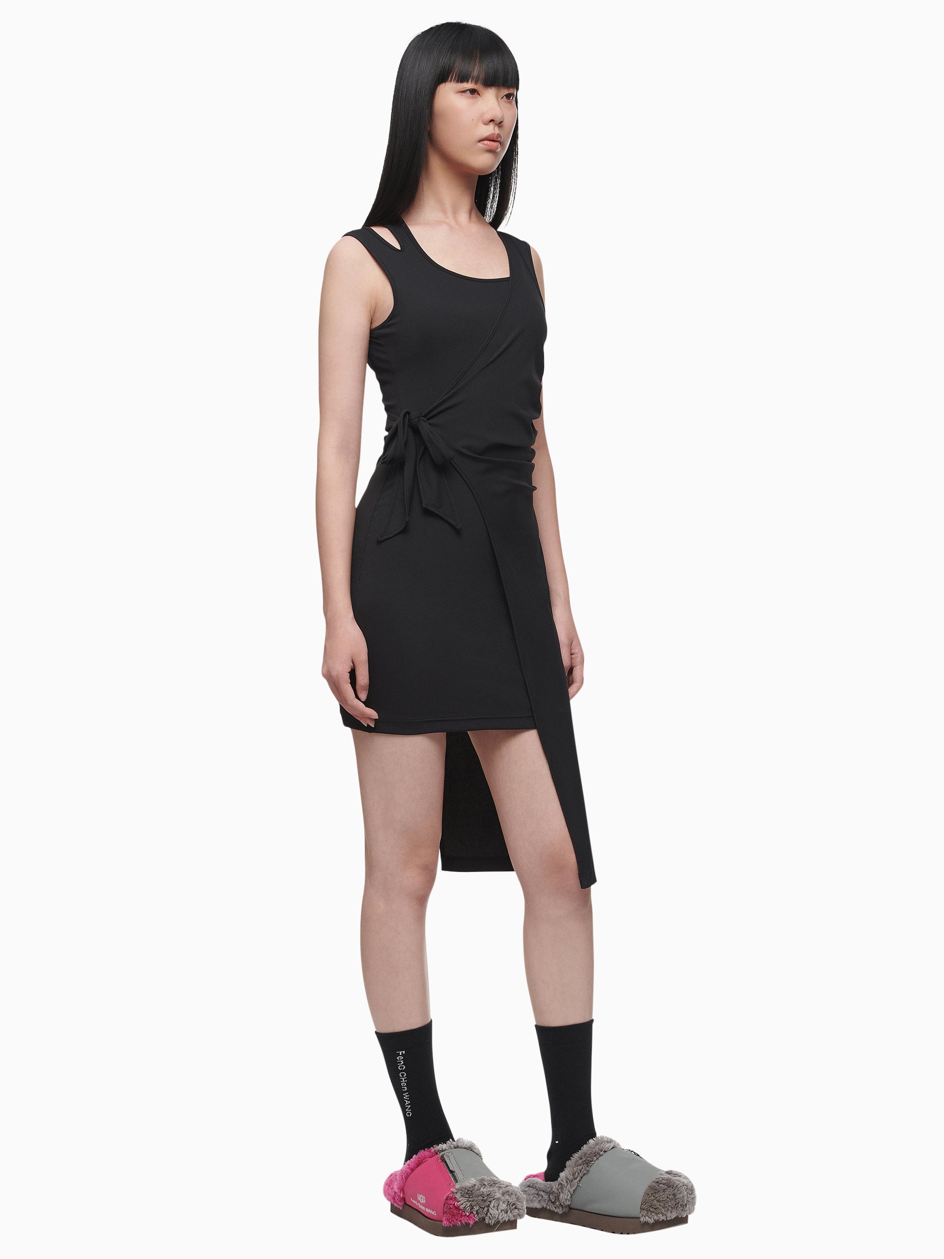 KNIT WRAP LAYERED DRESS