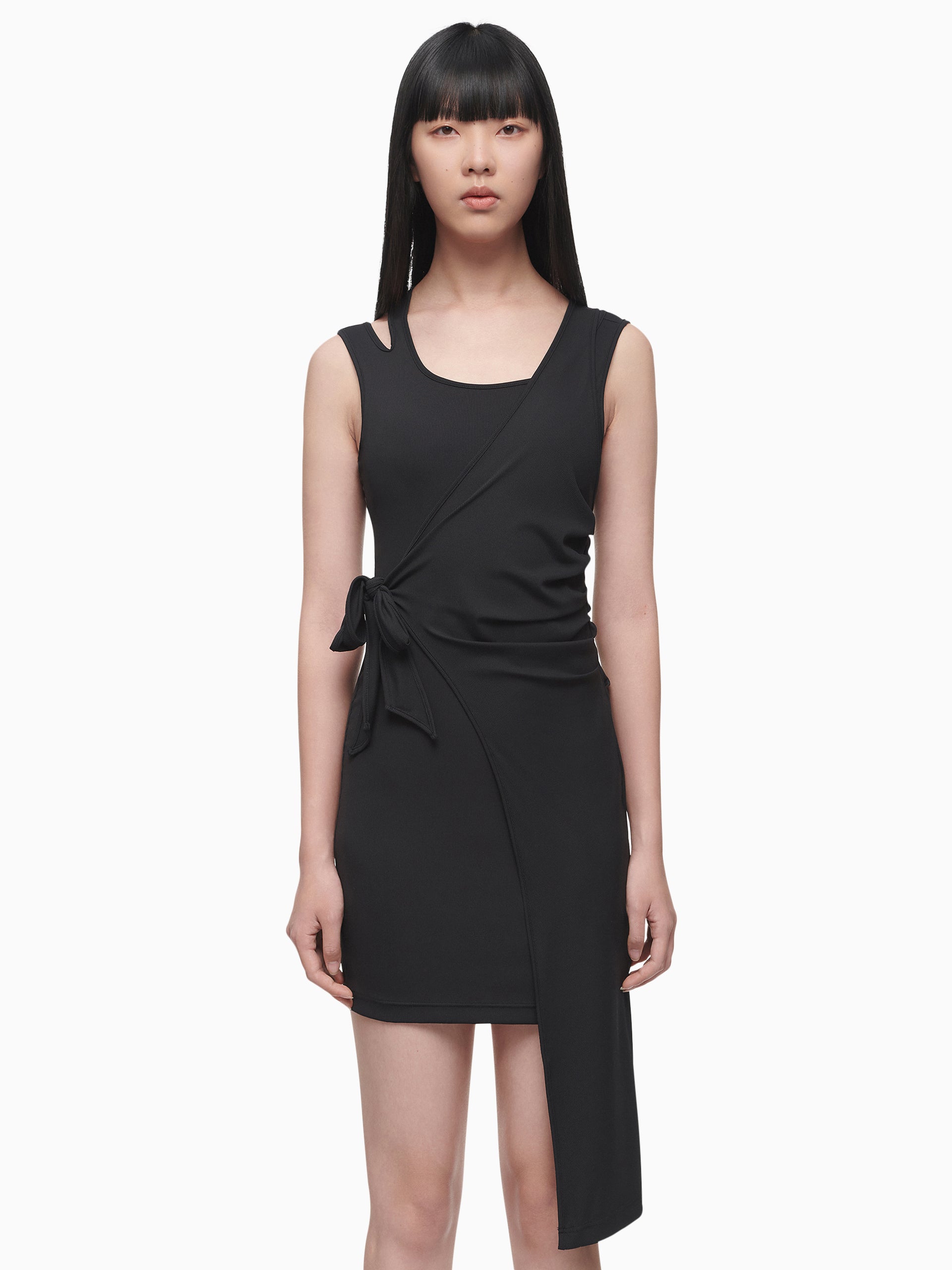 KNIT WRAP LAYERED DRESS