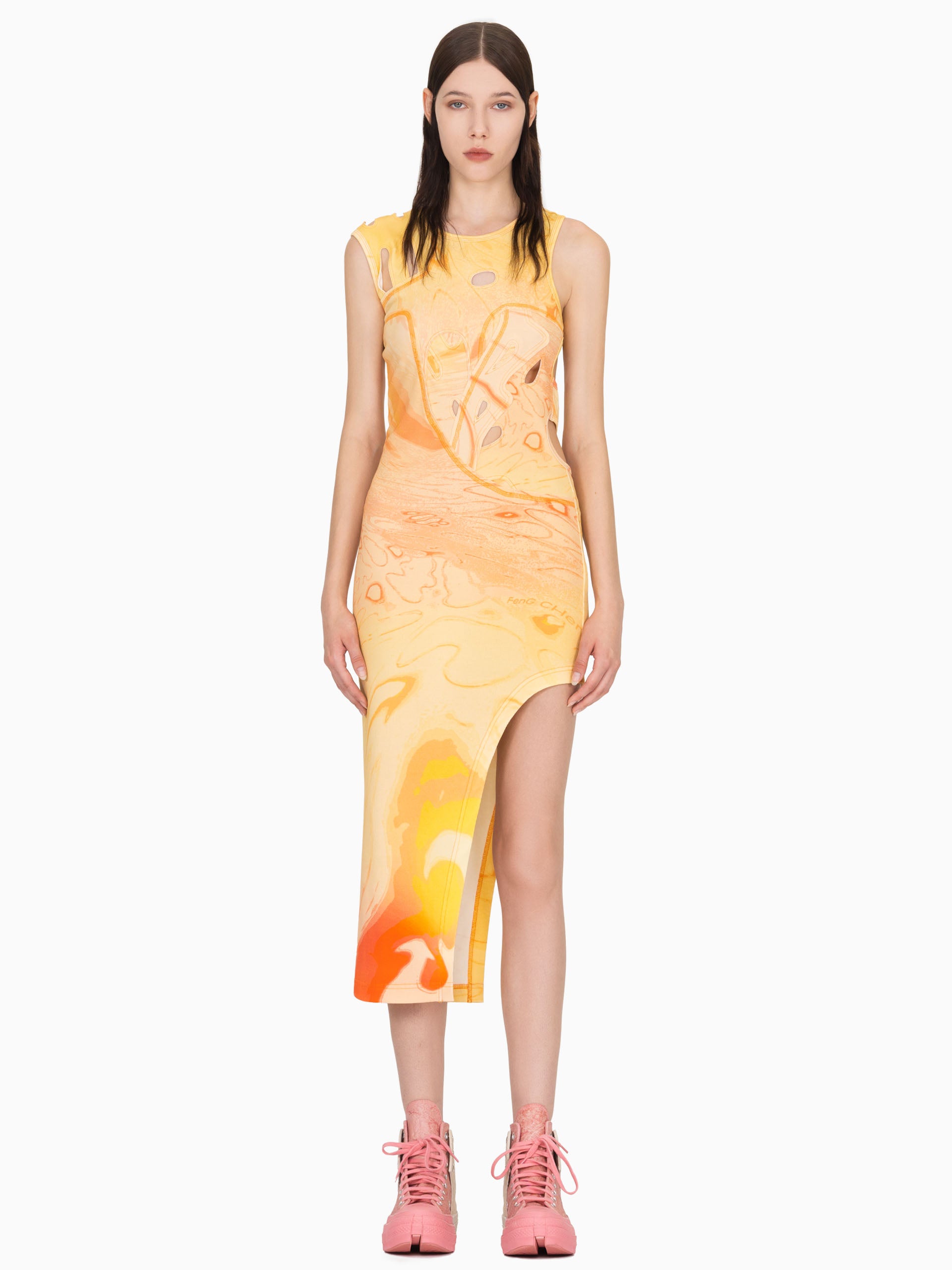 PRINTED KANJI DECONSTRUCTED DRESS