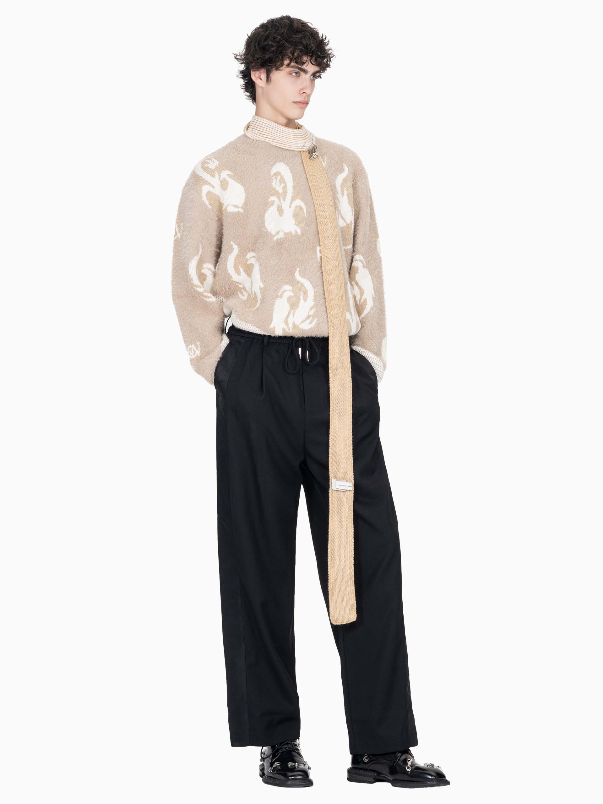 STRAIGHT LEG WOOL TROUSERS