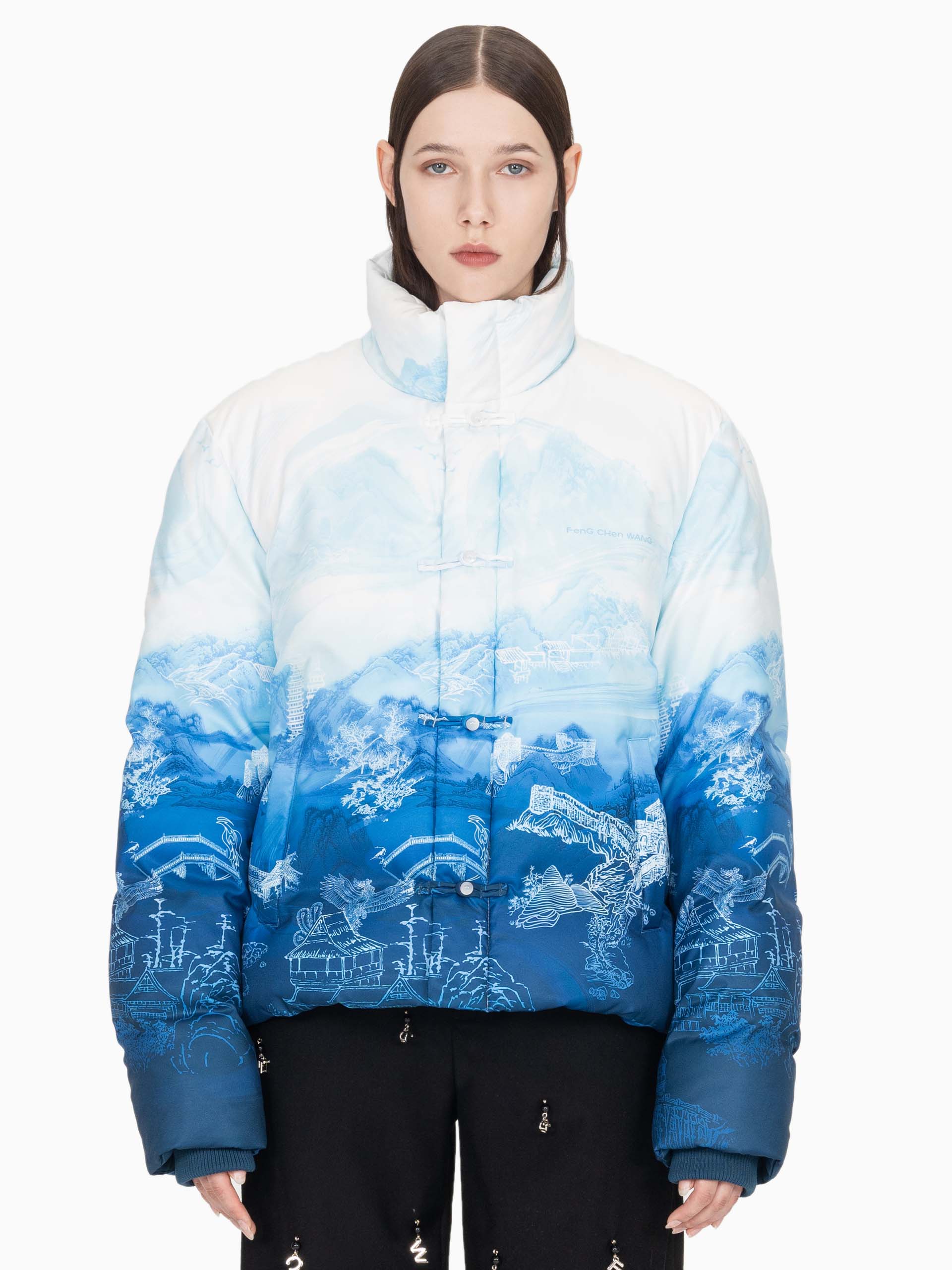 CHINESE PAINTING PRINT PUFFER JACKET
