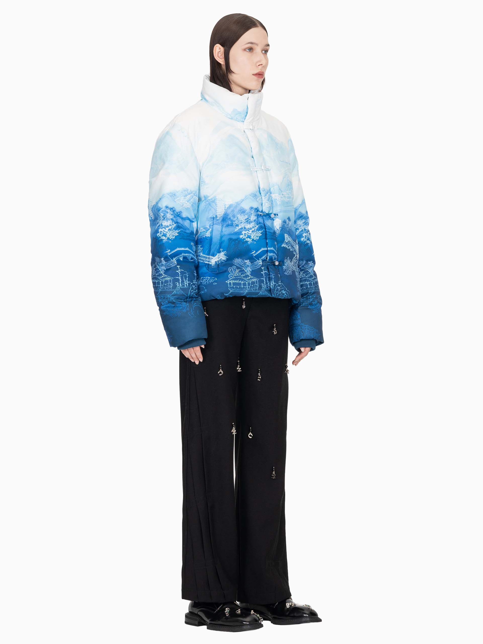 CHINESE PAINTING PRINT PUFFER JACKET