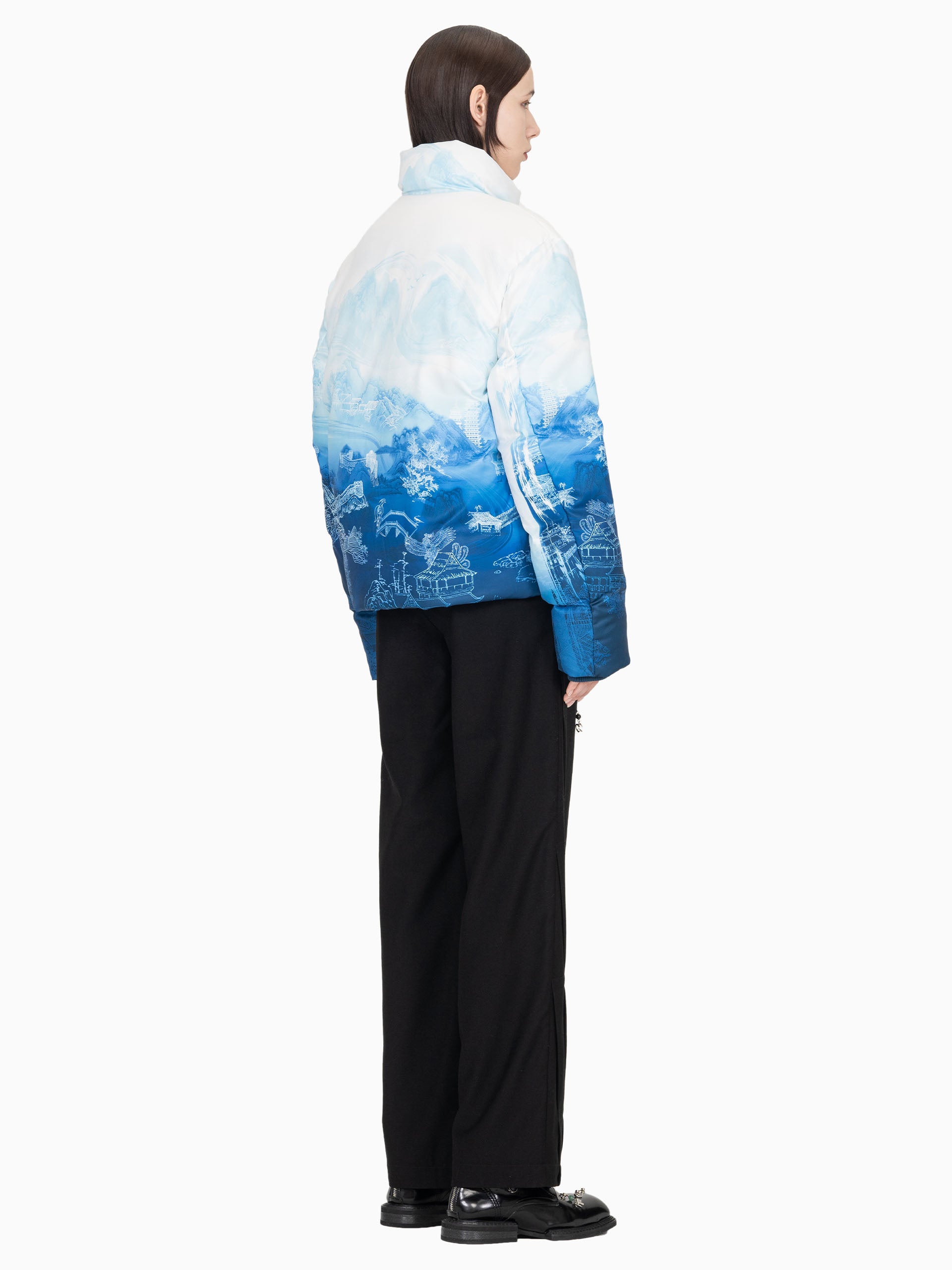 CHINESE PAINTING PRINT PUFFER JACKET