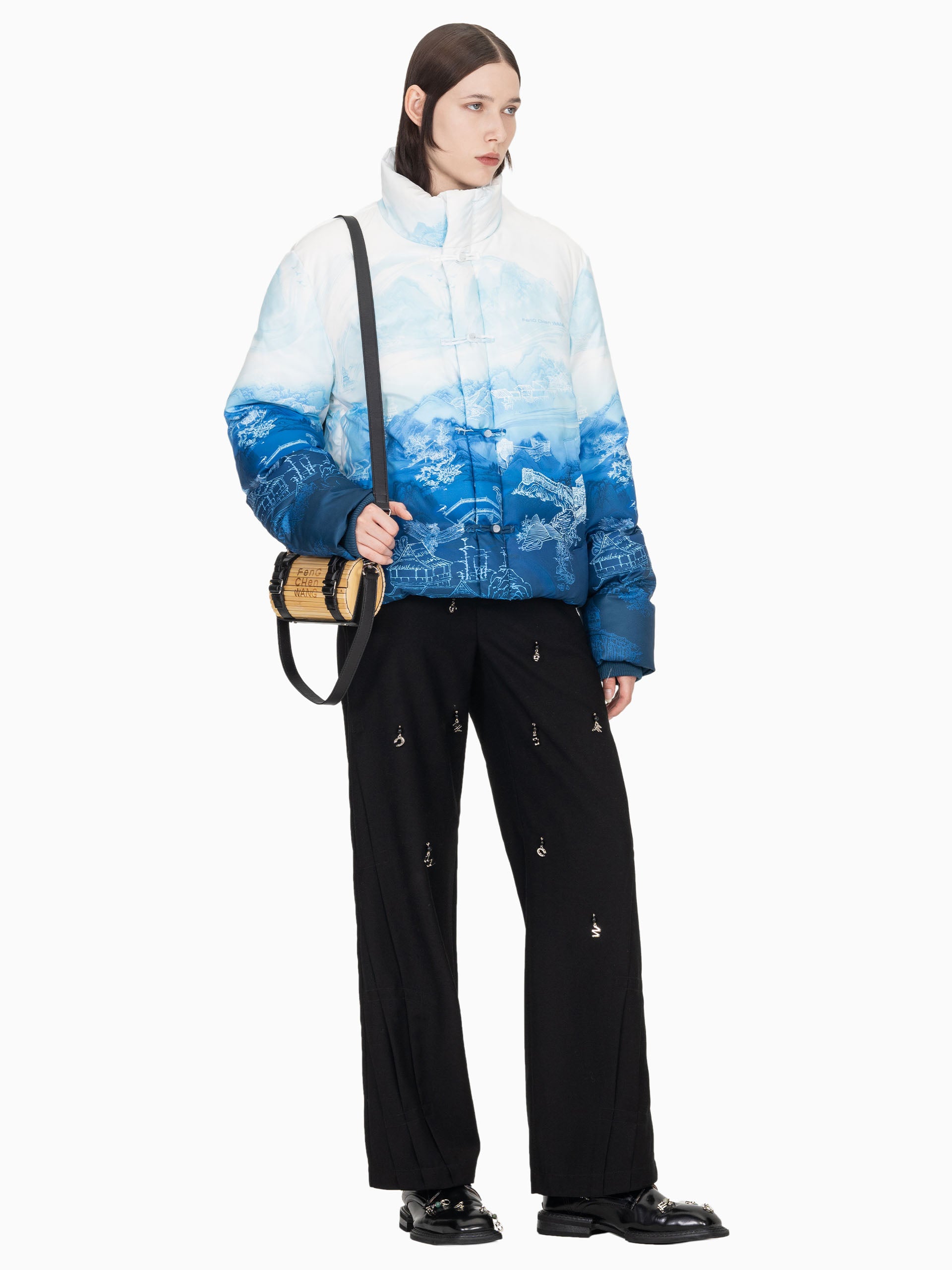 CHINESE PAINTING PRINT PUFFER JACKET