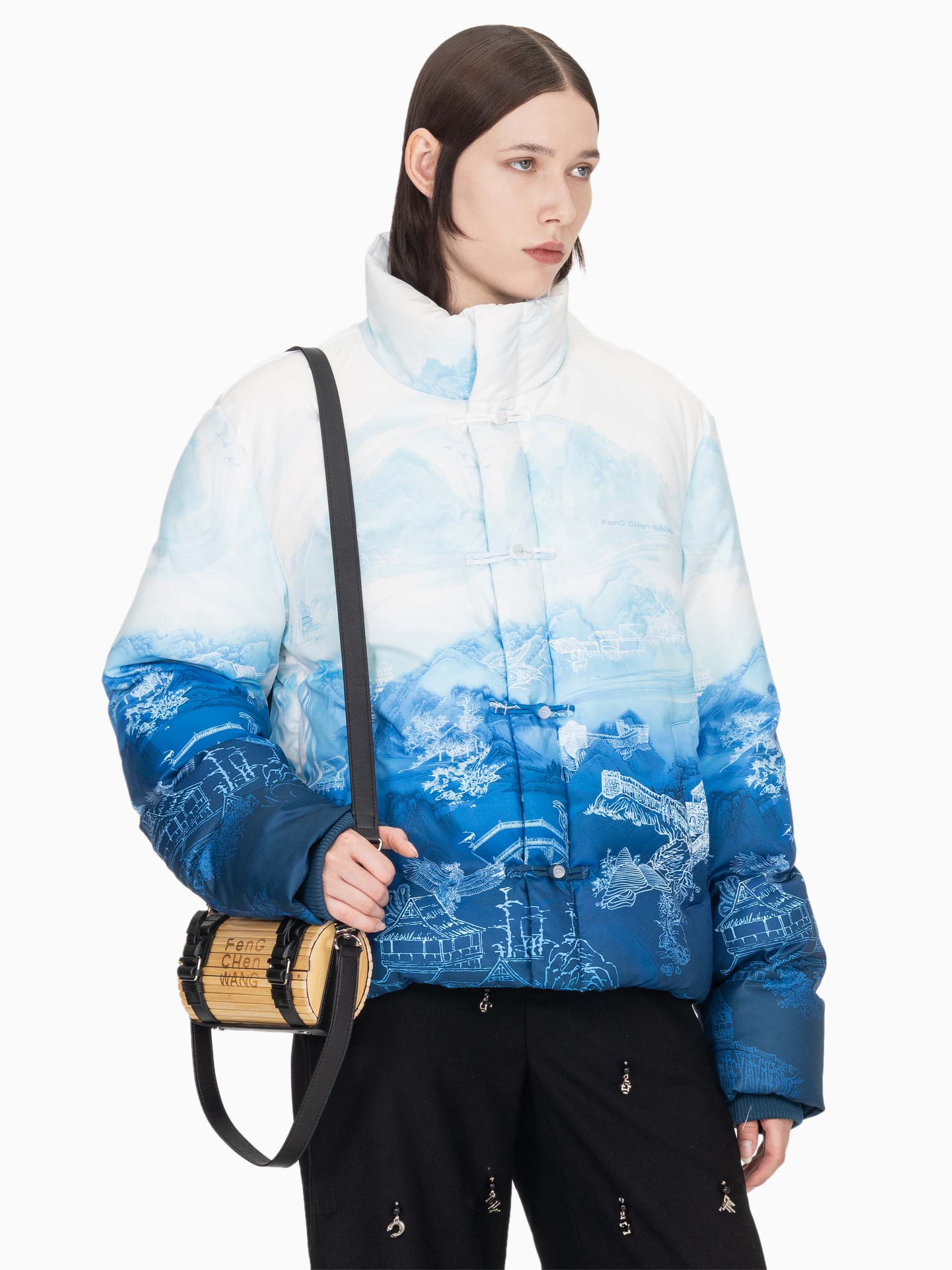 CHINESE PAINTING PRINT PUFFER JACKET