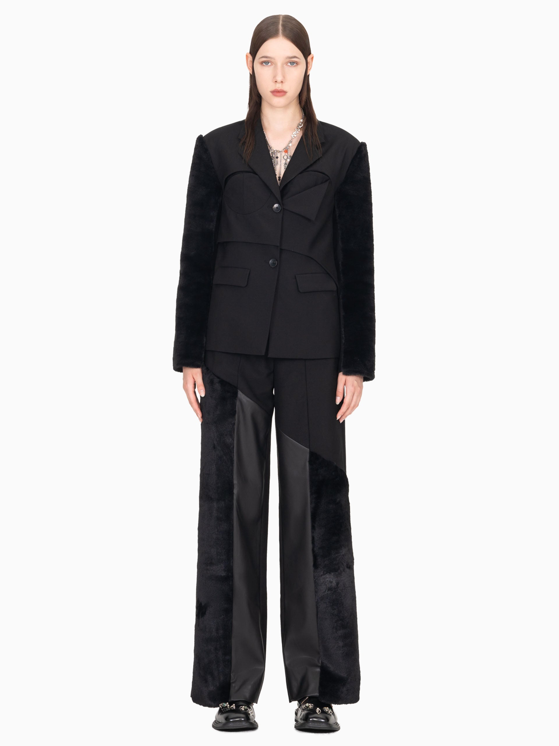 DECONSTRUCTED FAUX FUR BLAZER