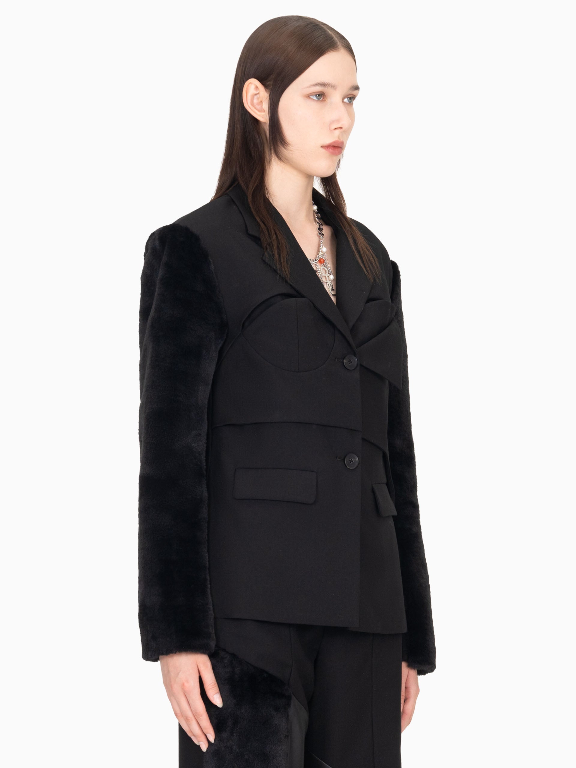 DECONSTRUCTED FAUX FUR BLAZER