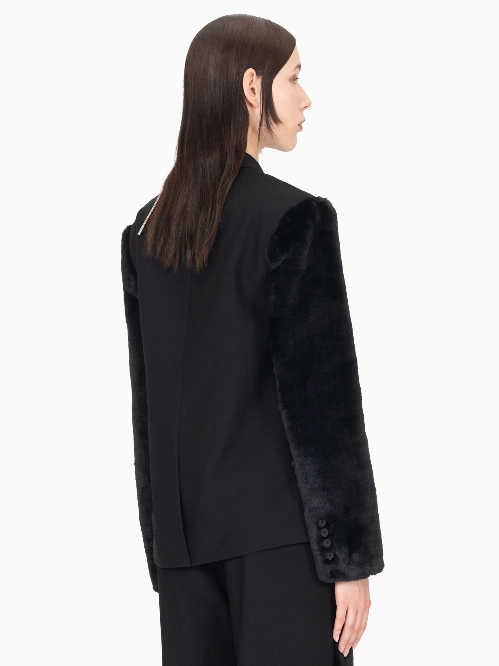 DECONSTRUCTED FAUX FUR BLAZER