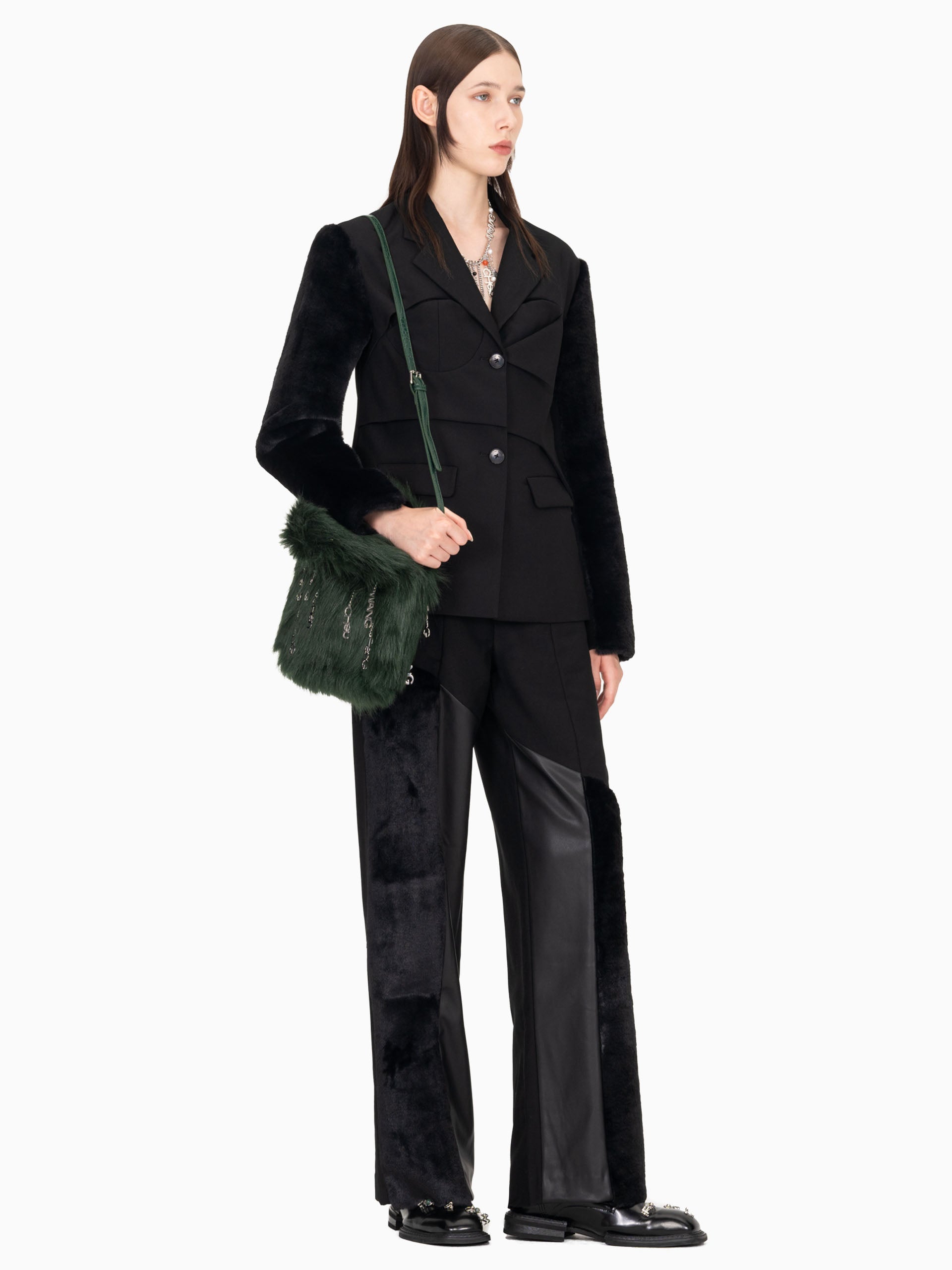 DECONSTRUCTED FAUX FUR BLAZER