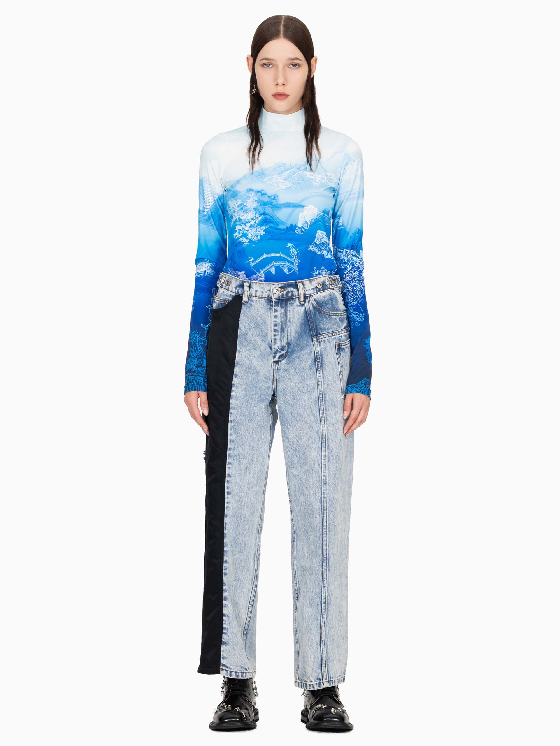 CHINESE PAINTING PRINT ROLL NECK