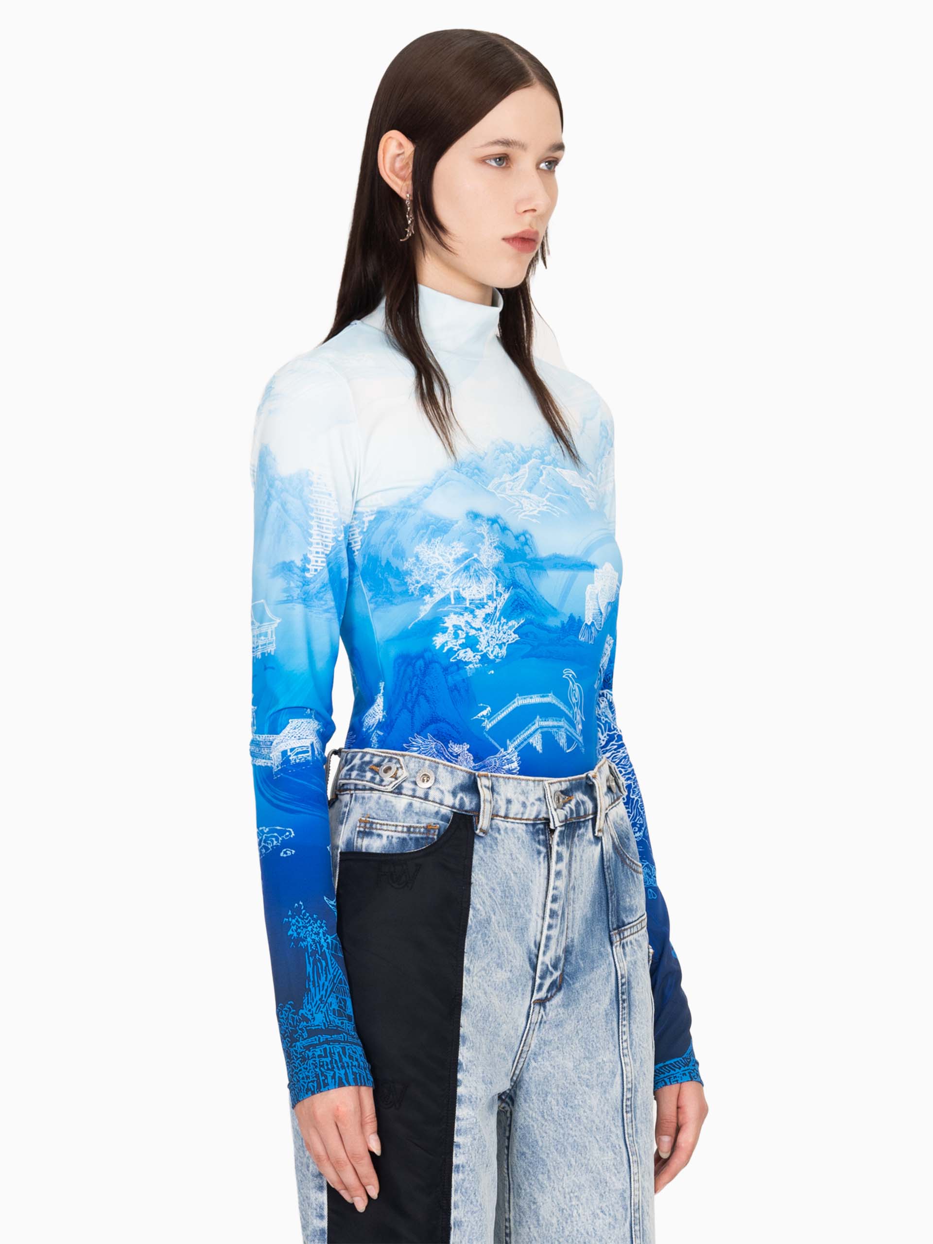 CHINESE PAINTING PRINT ROLL NECK