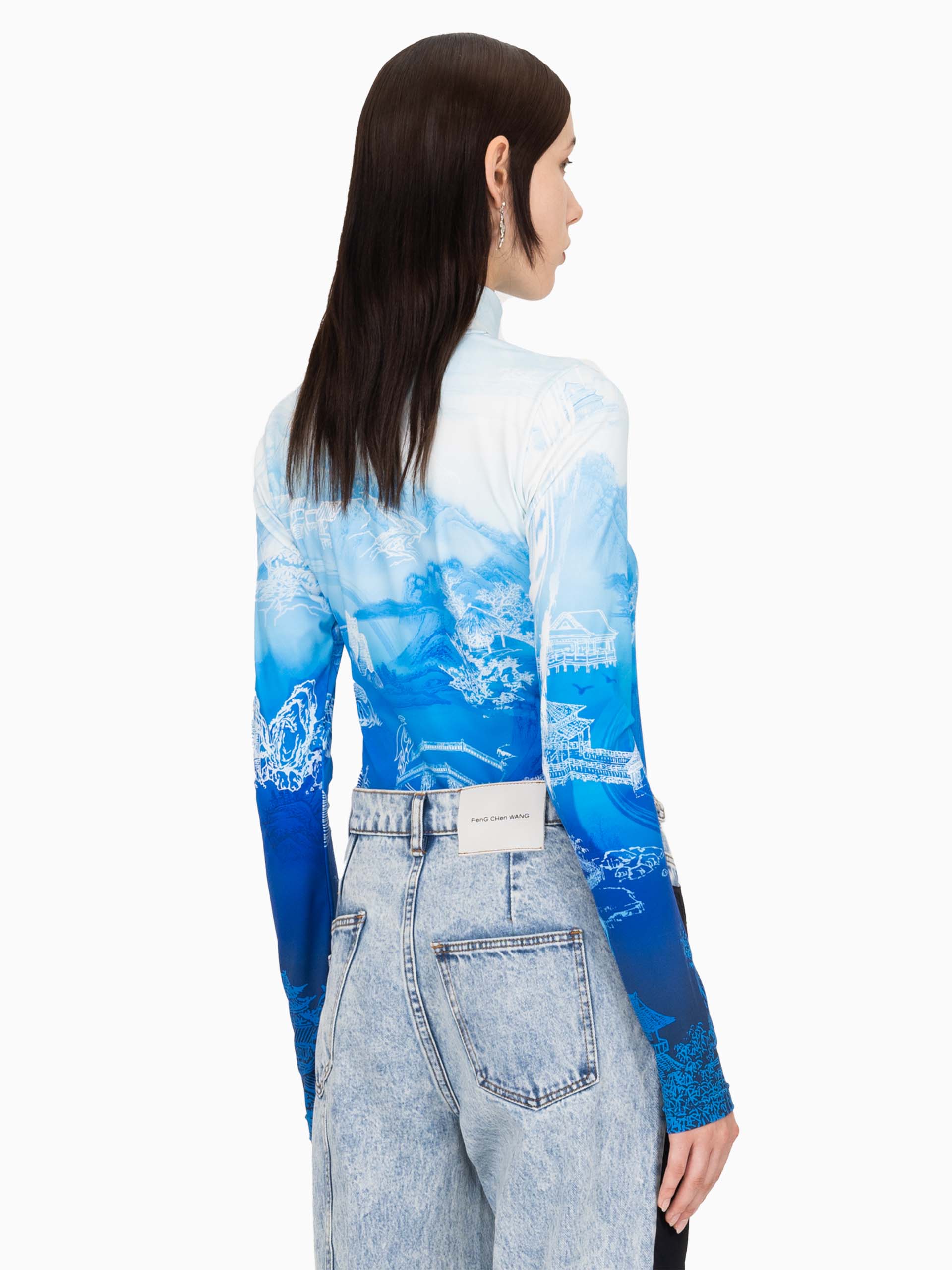 CHINESE PAINTING PRINT ROLL NECK