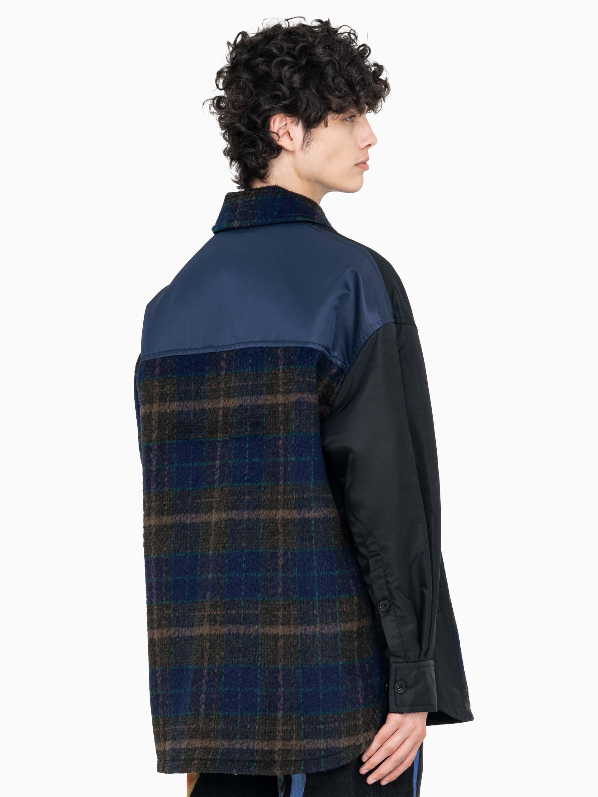 PANELLED FLANNEL SHIRT JACKET