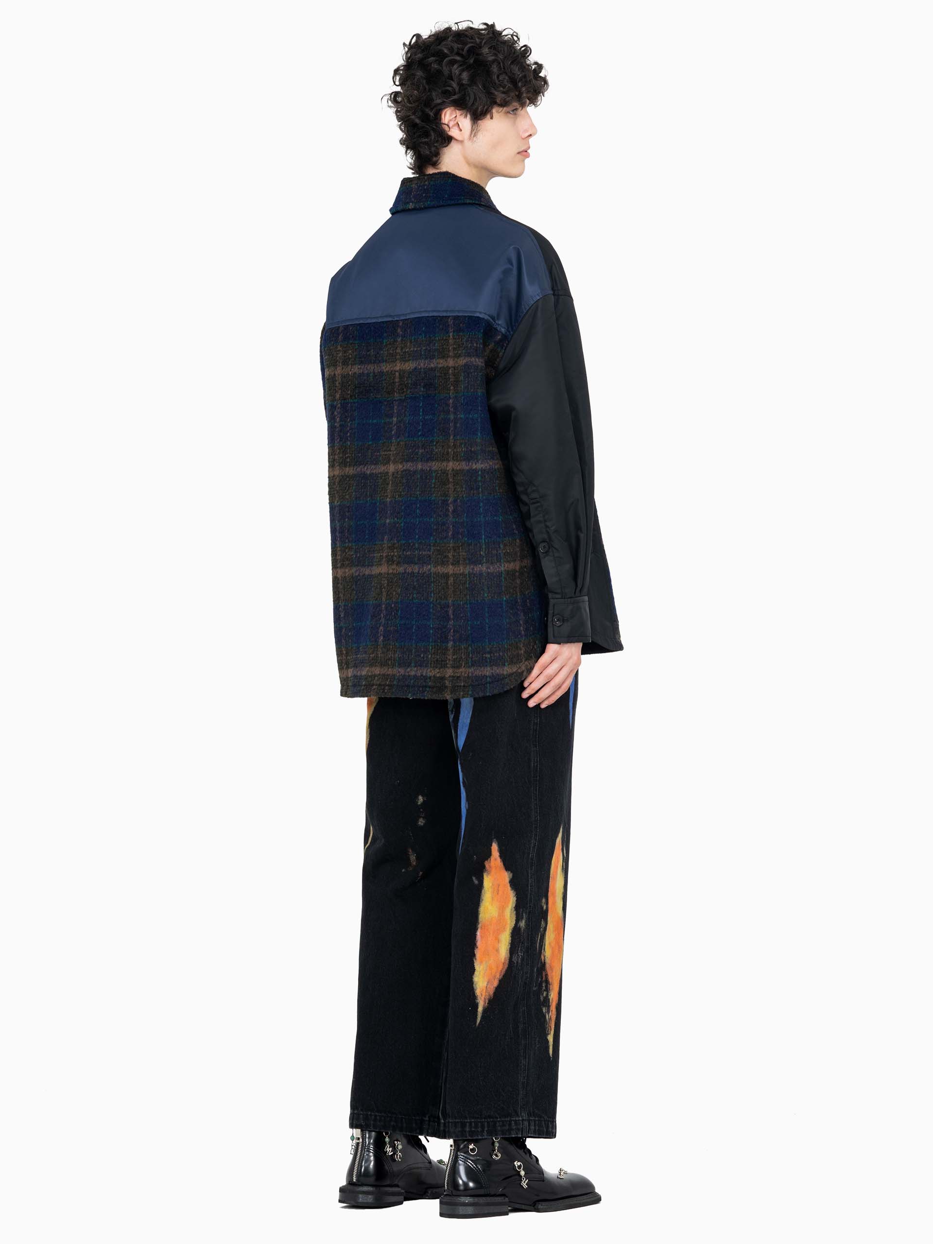 PANELLED FLANNEL SHIRT JACKET
