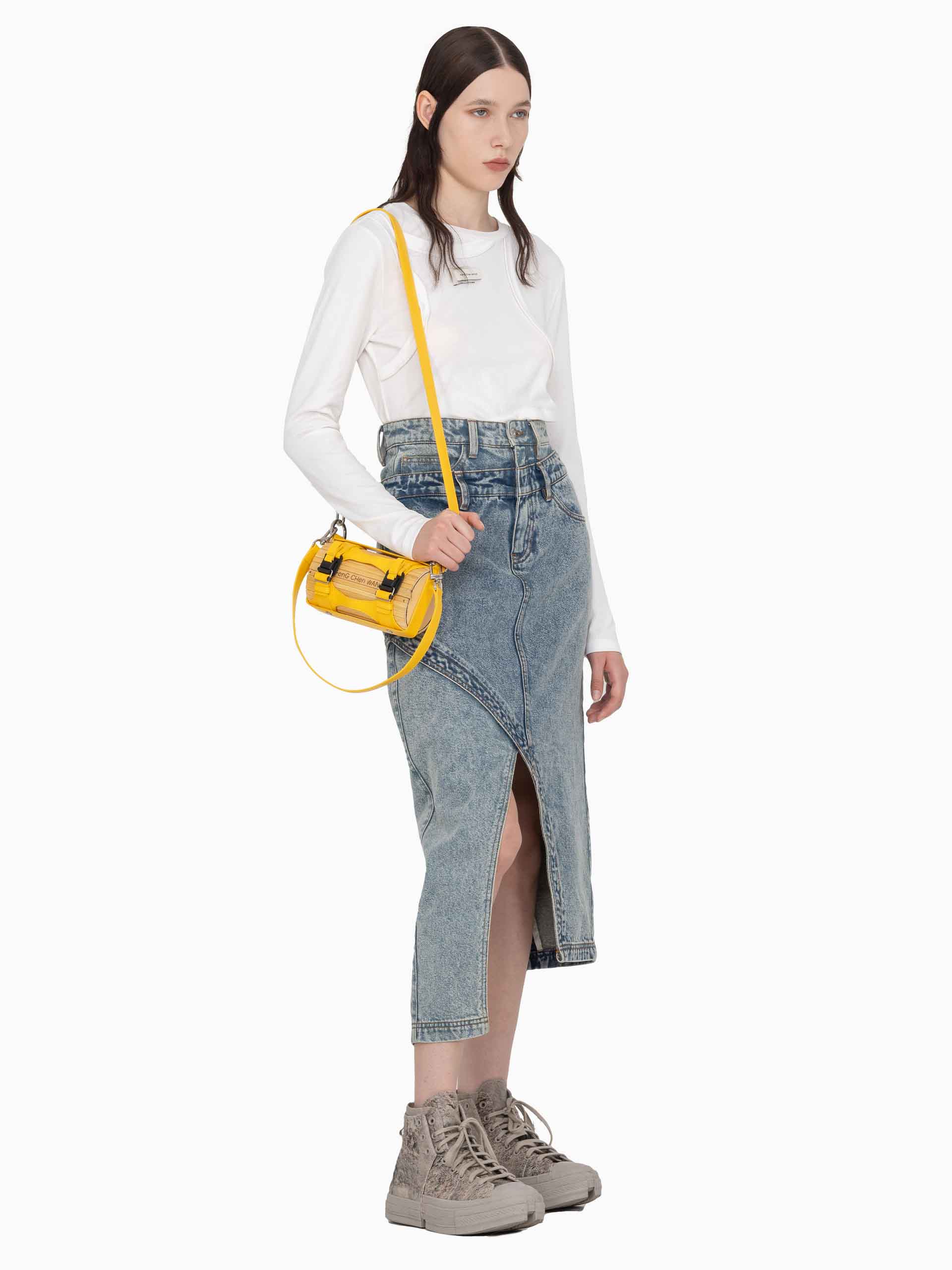 DECONSTRUCTED PATCHWORK DENIM SKIRT
