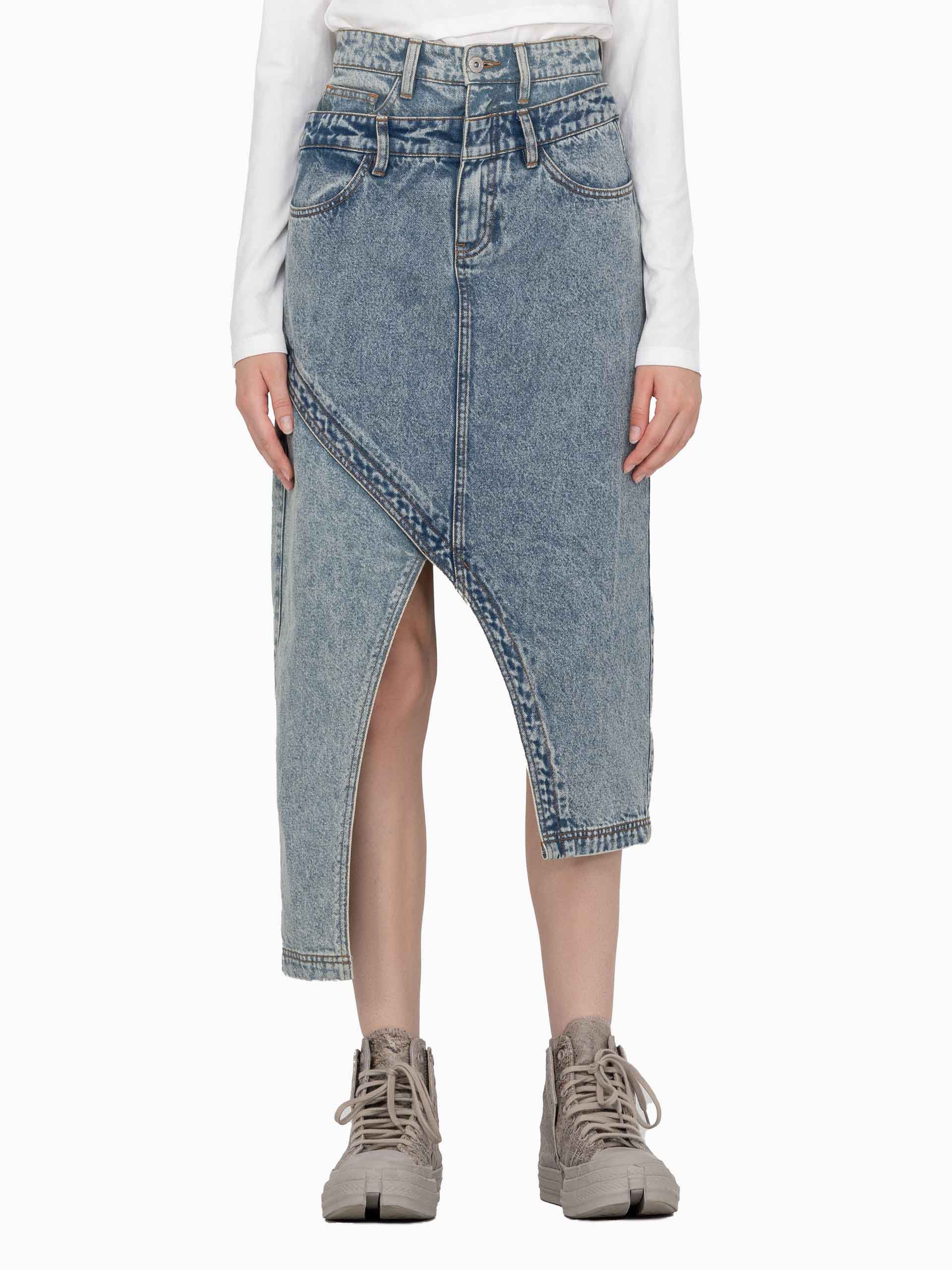 DECONSTRUCTED PATCHWORK DENIM SKIRT