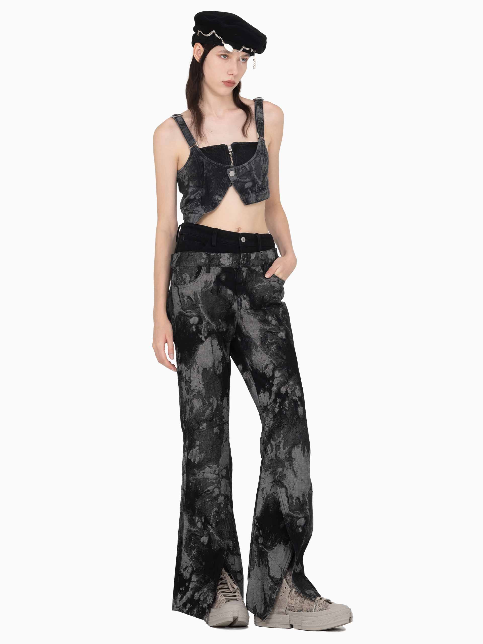 JACQUARD FLARE JEANS