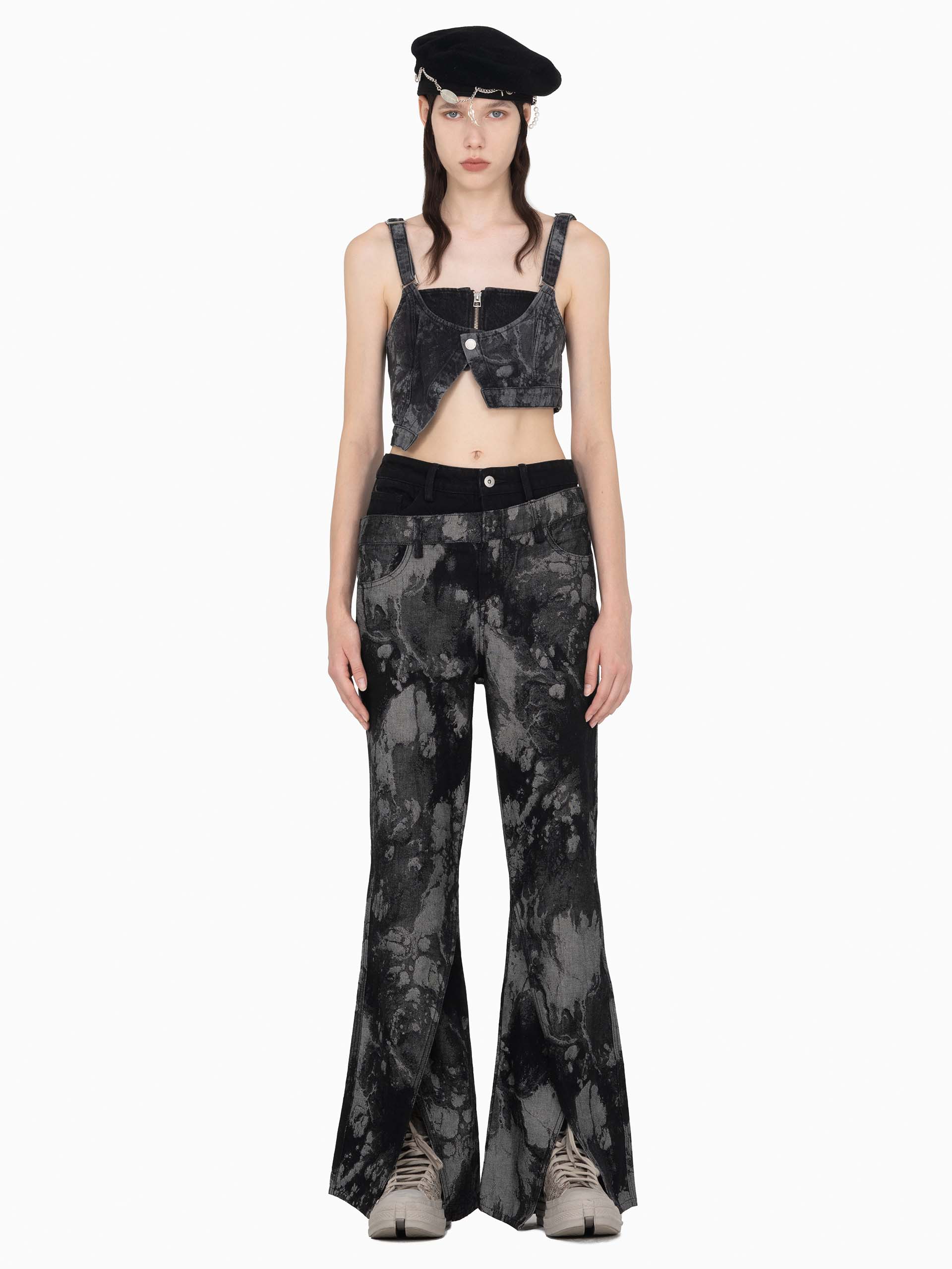 JACQUARD FLARE JEANS