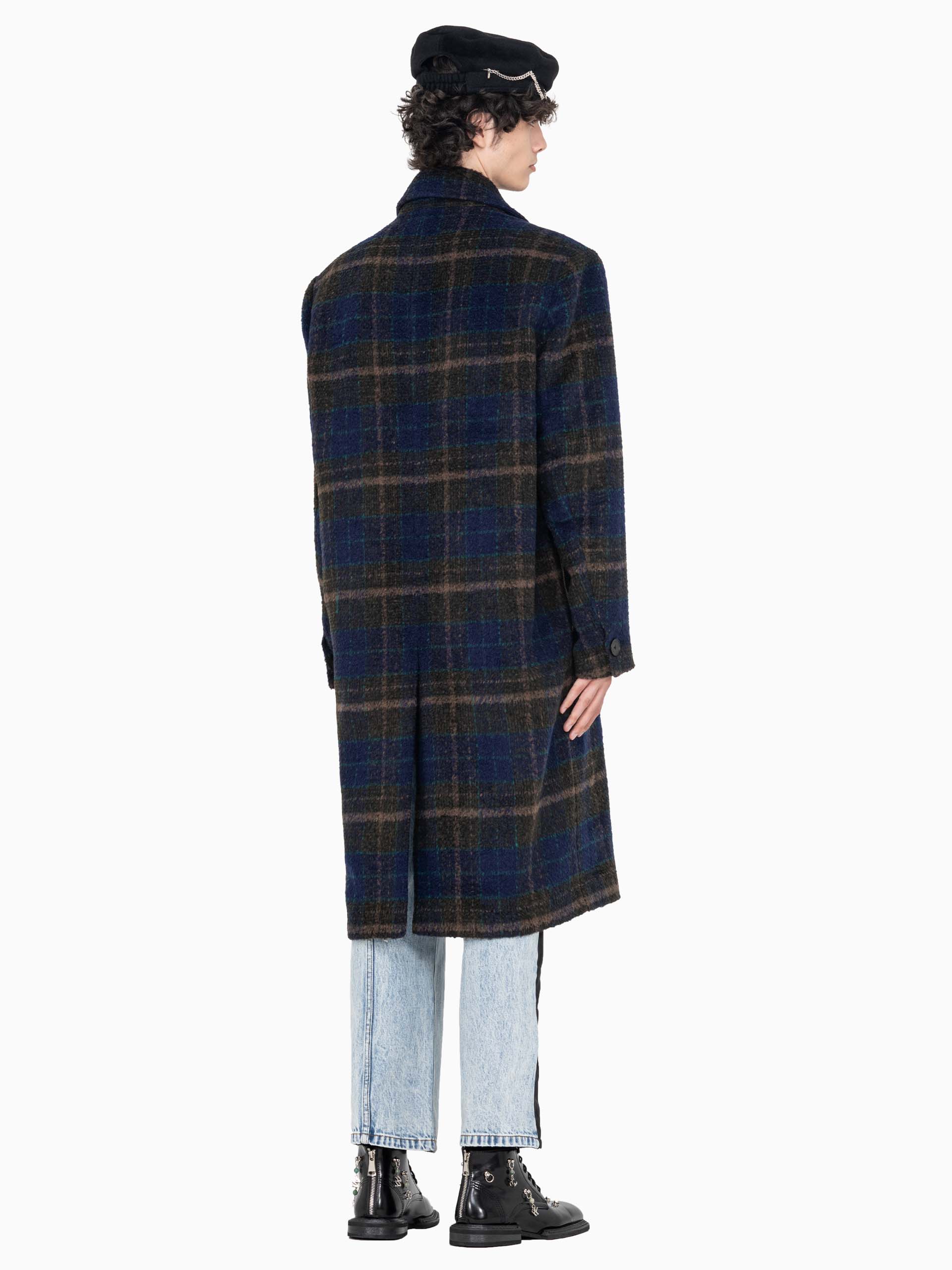 PLAID PANELLED DECONSTRUCTED COAT