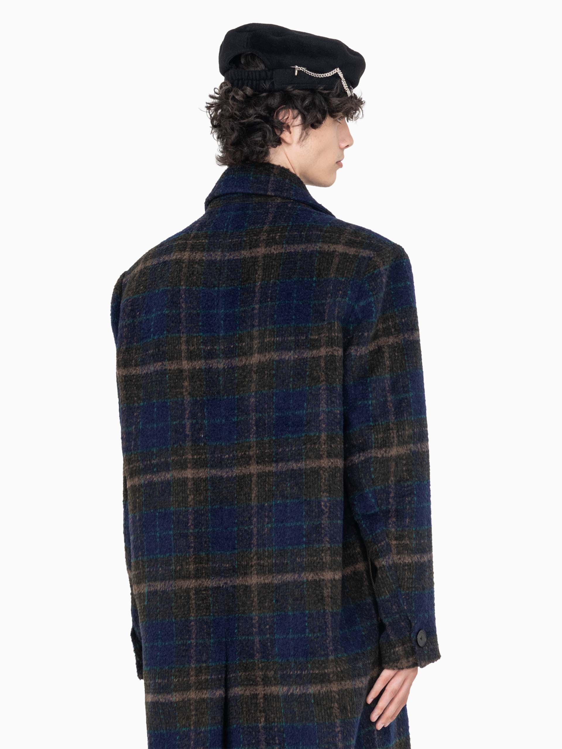 PLAID PANELLED DECONSTRUCTED COAT