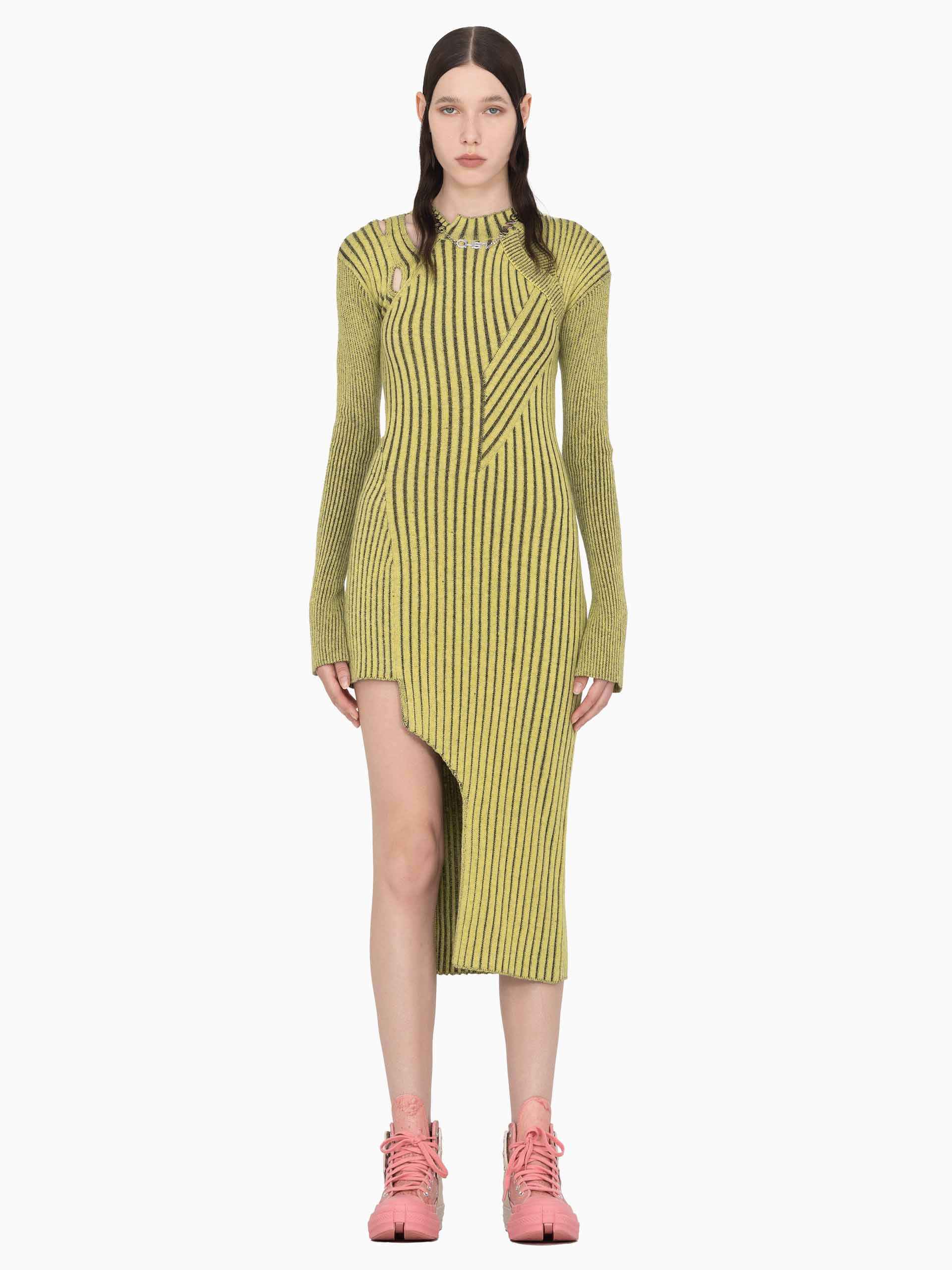 PANELLED KNITTED LONG DRESS