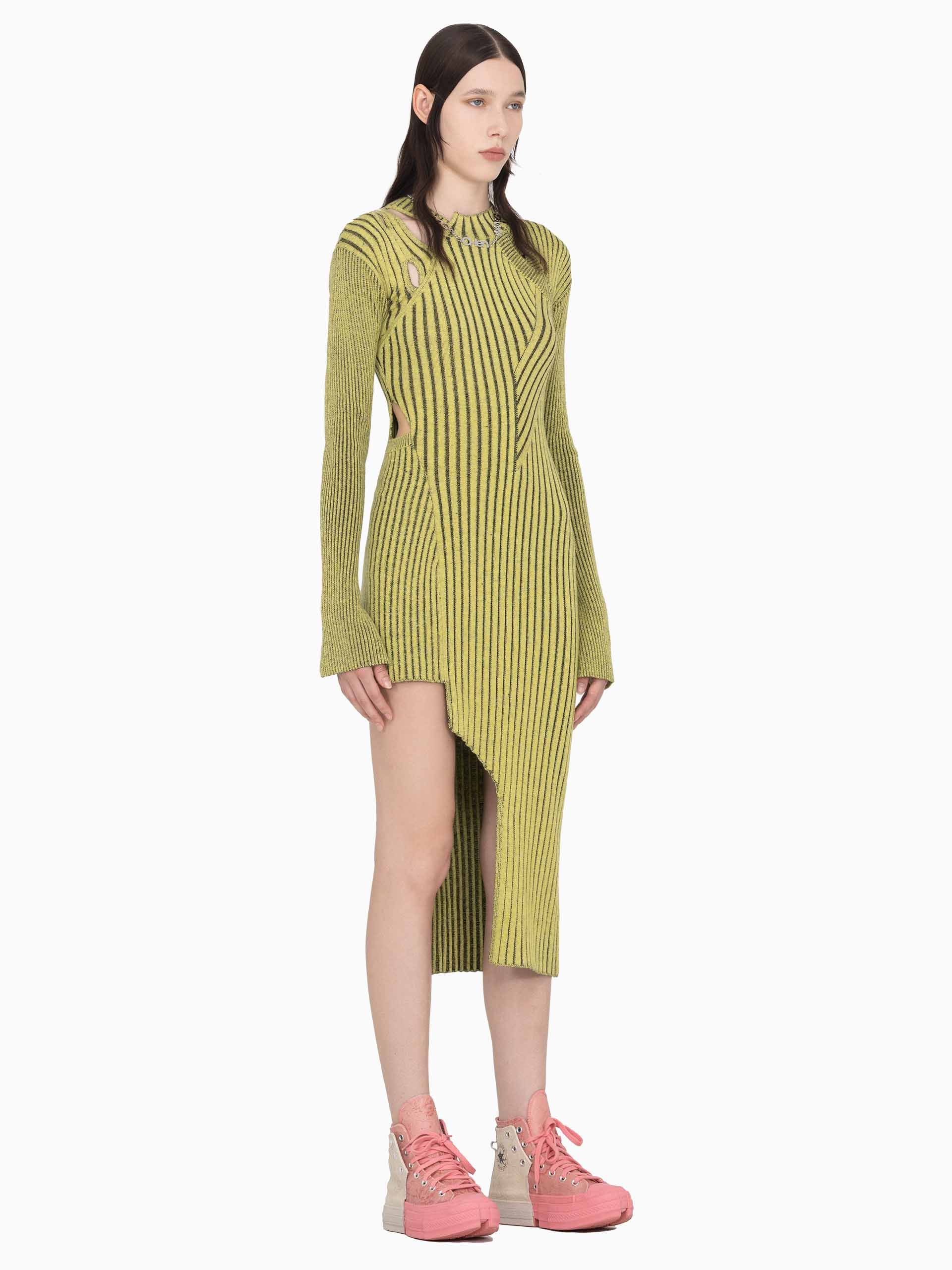 PANELLED KNITTED LONG DRESS