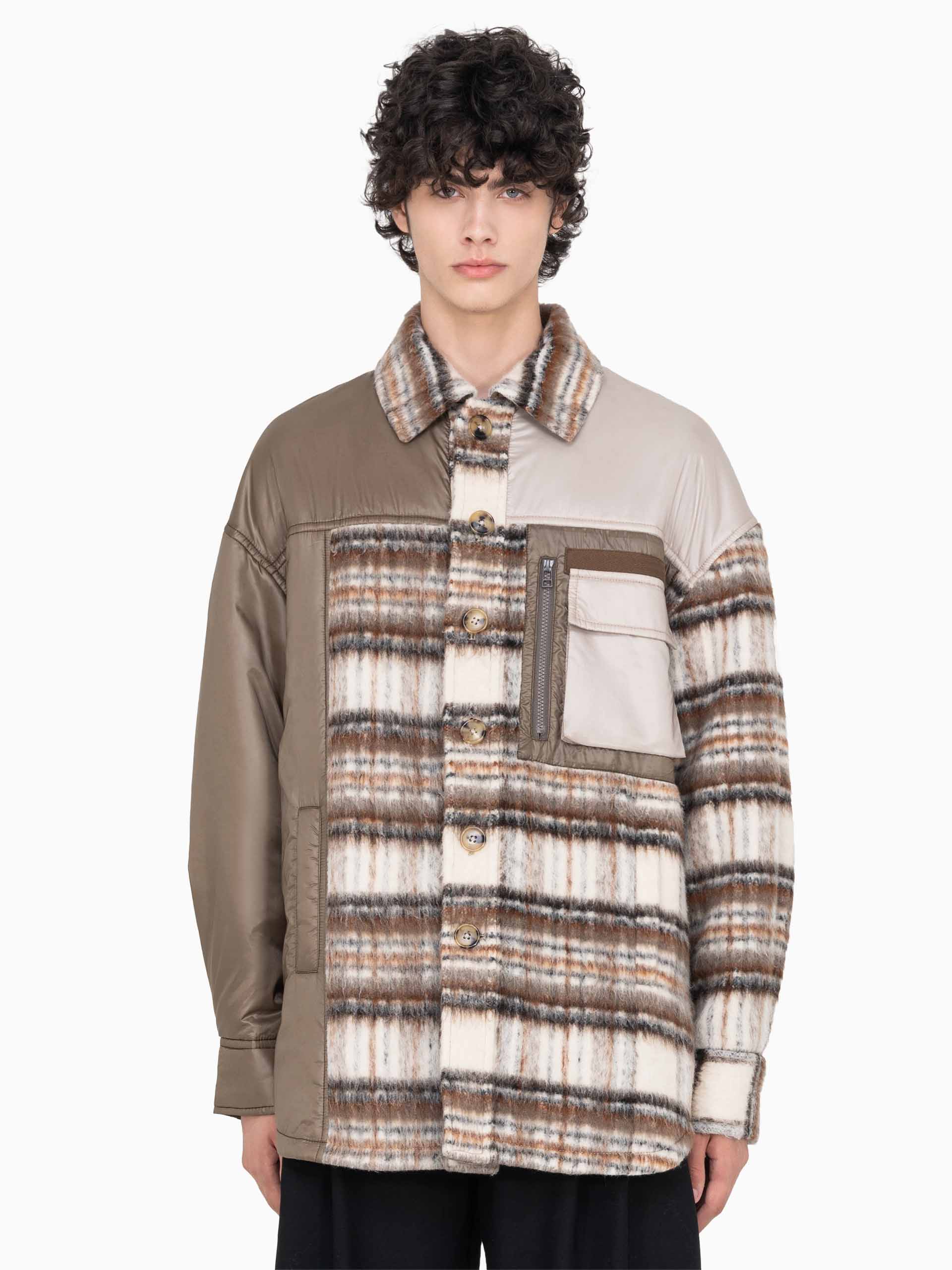 PANELLED FLANNEL SHIRT JACKET