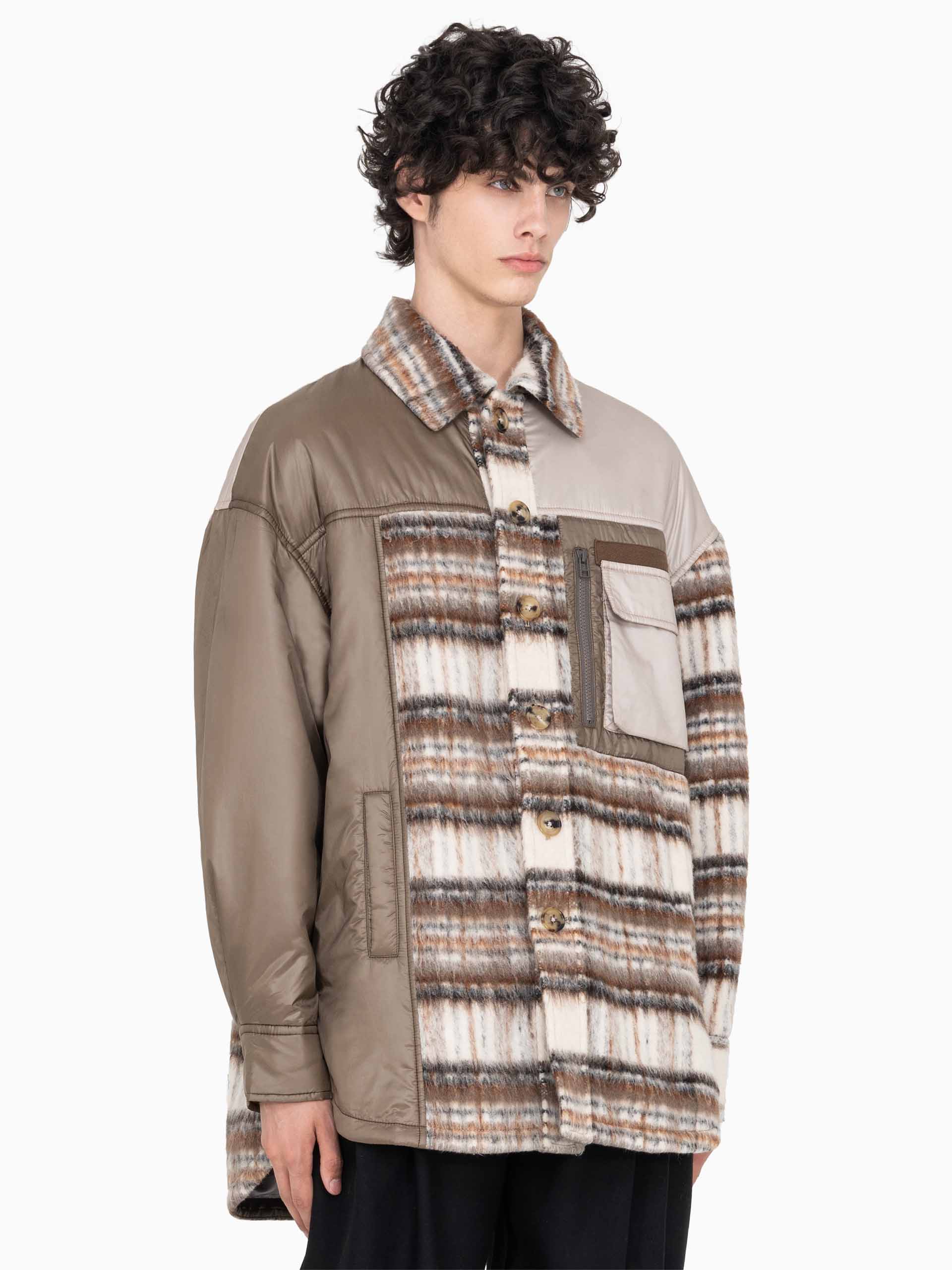 PANELLED FLANNEL SHIRT JACKET