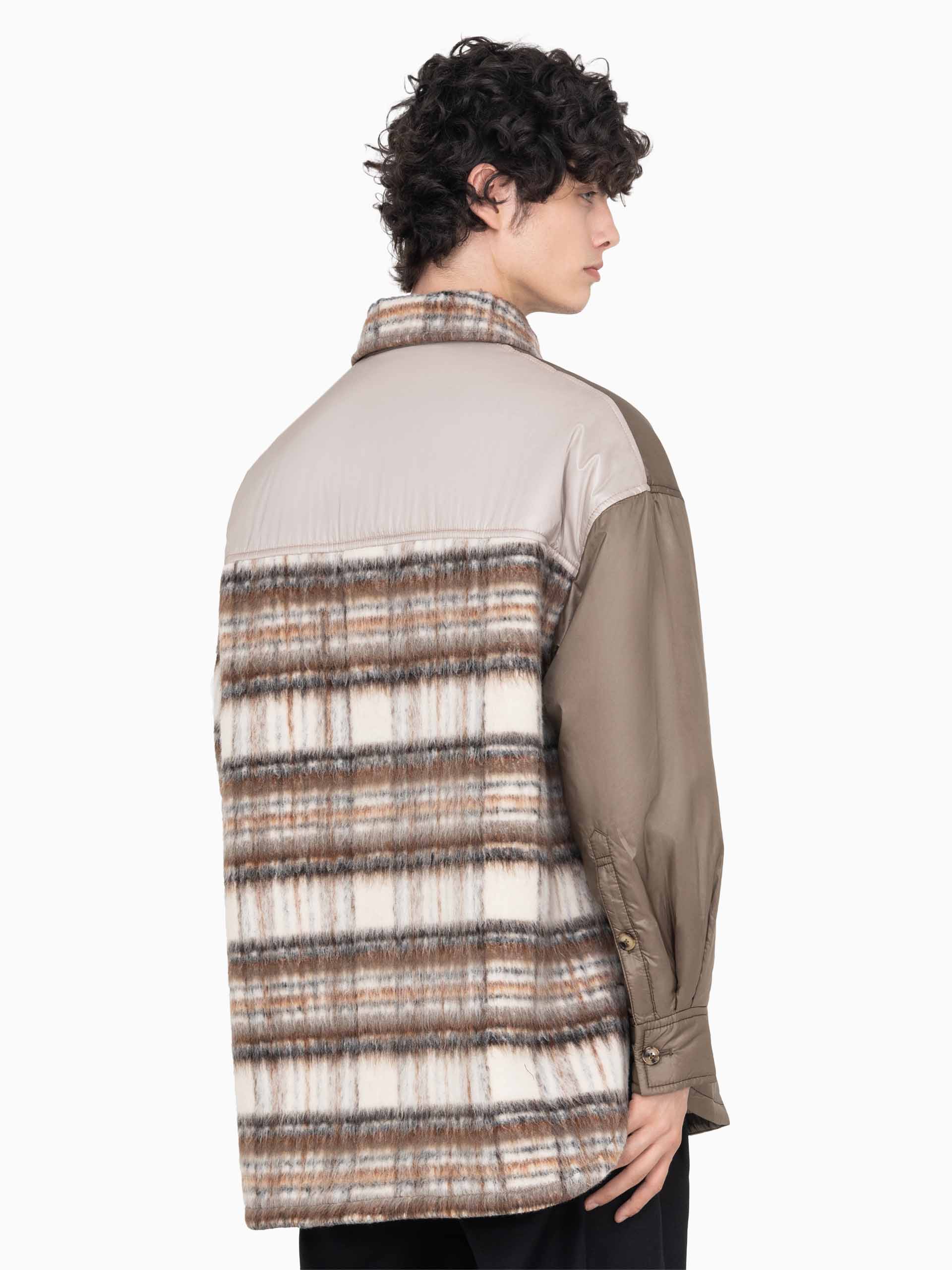 PANELLED FLANNEL SHIRT JACKET