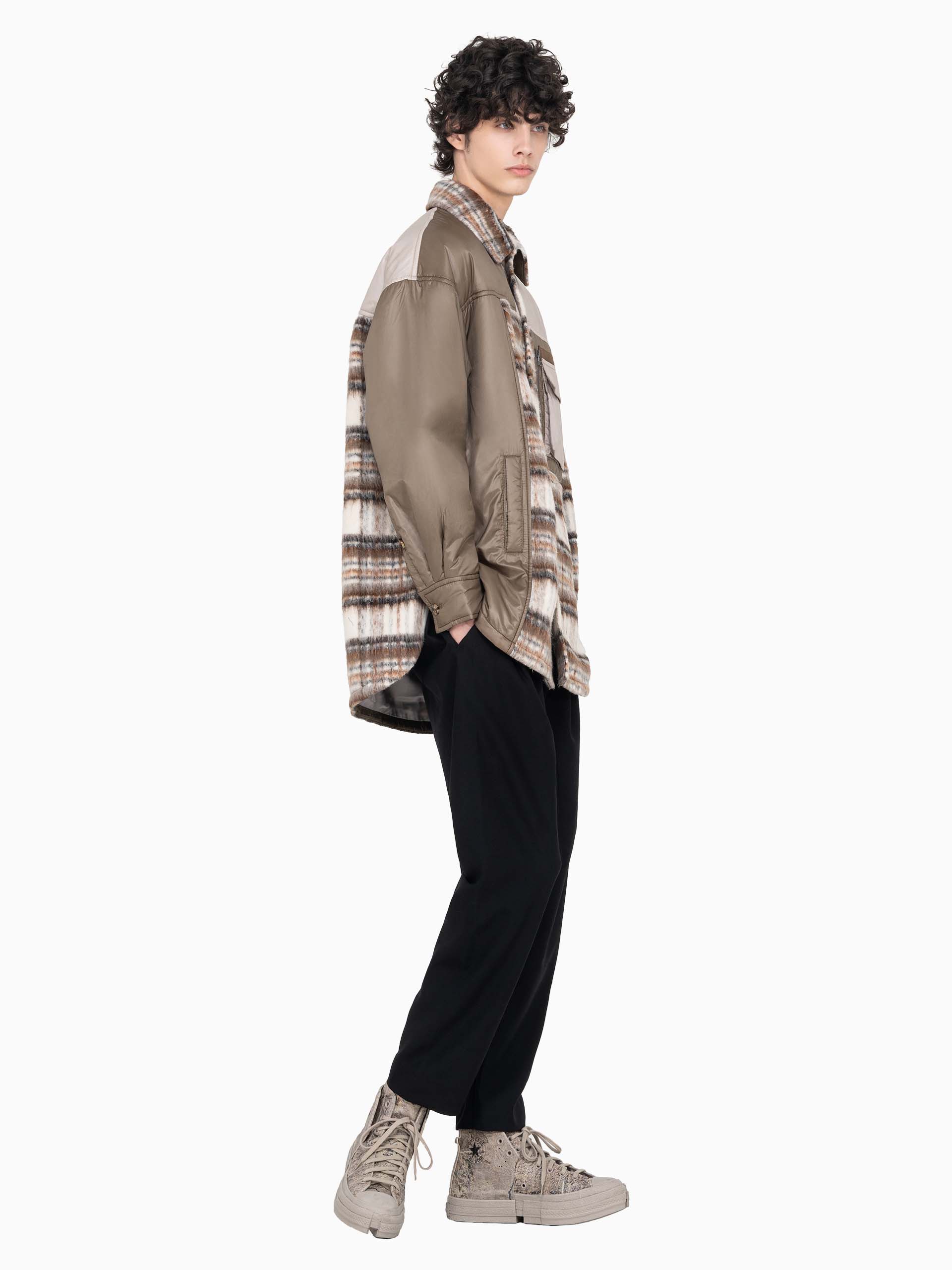 PANELLED FLANNEL SHIRT JACKET