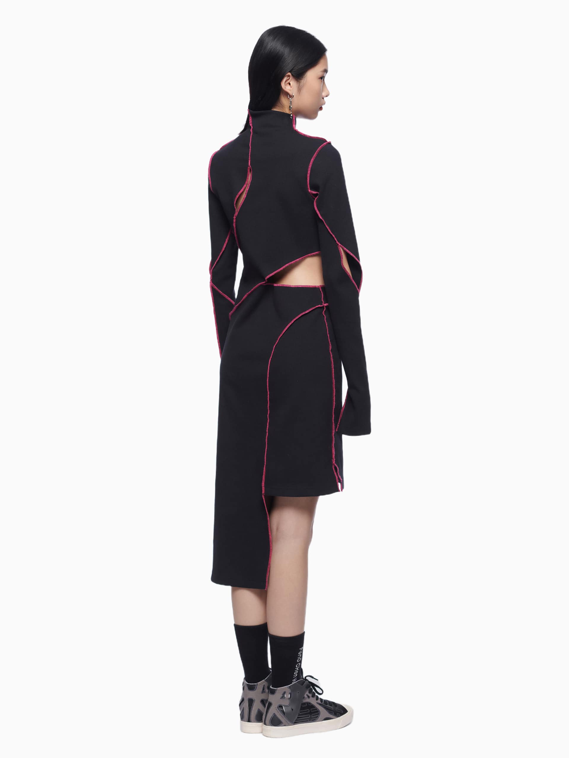 SHEARED CUT BODYSUIT DRESS - Feng Chen Wang
