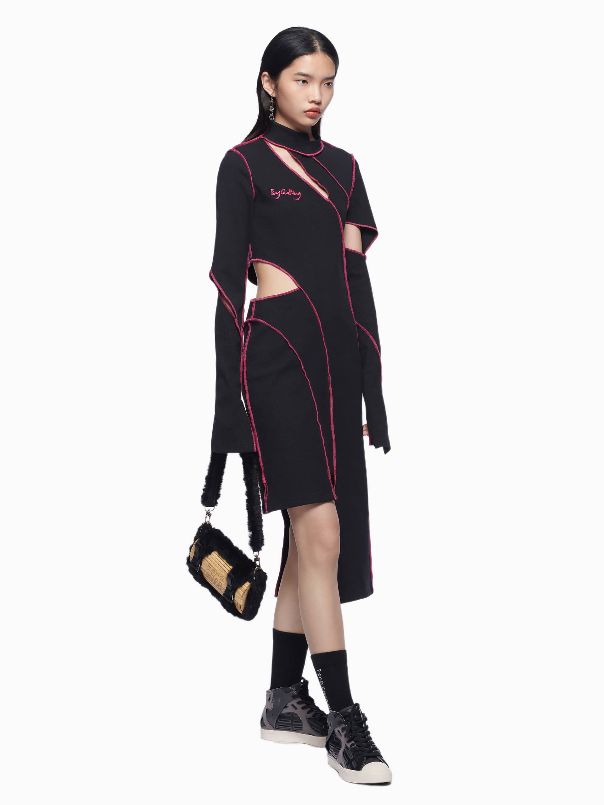 SHEARED CUT BODYSUIT DRESS - Feng Chen Wang