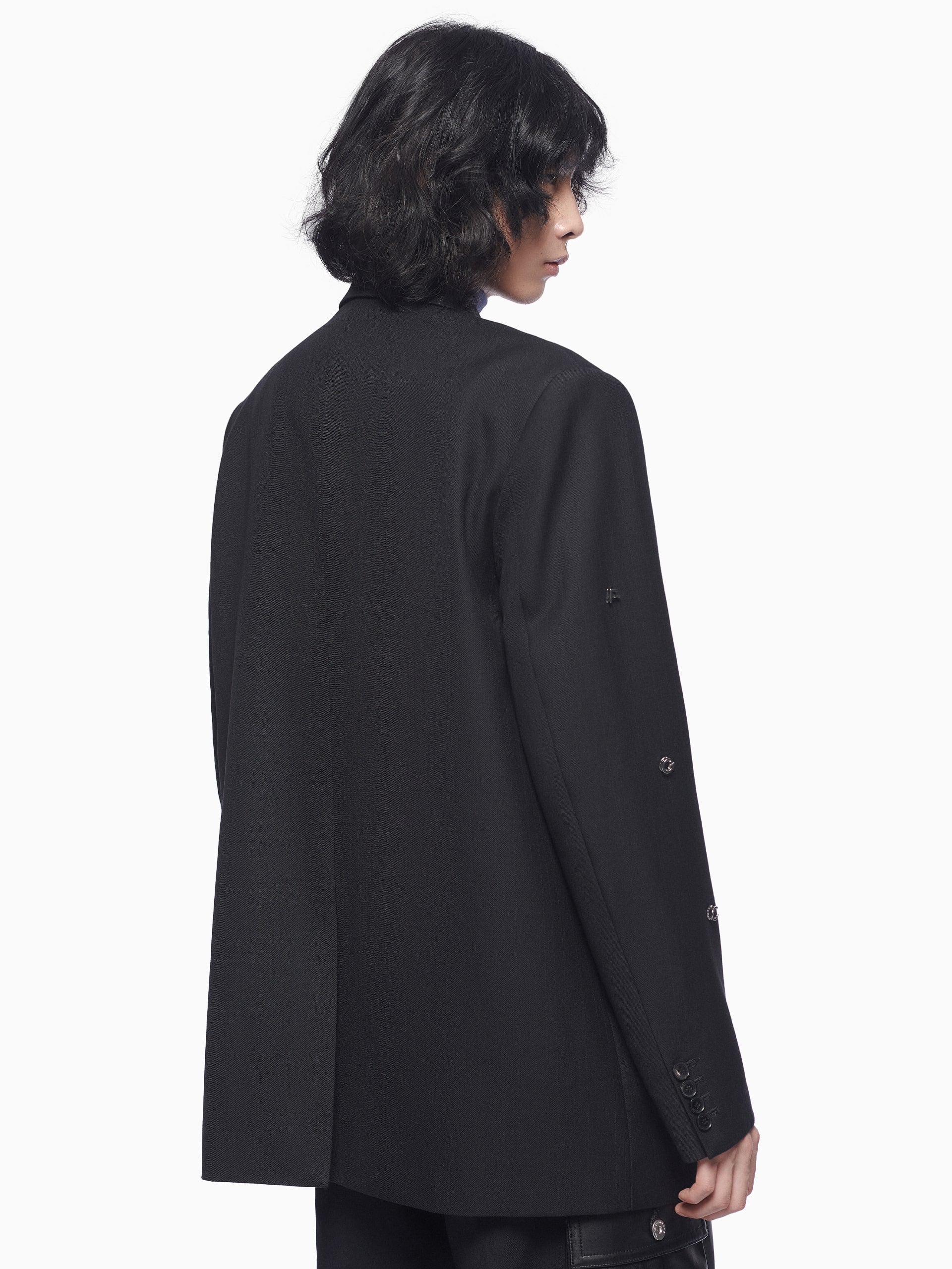 METAL LOGO WOOL BLAZER - Feng Chen Wang