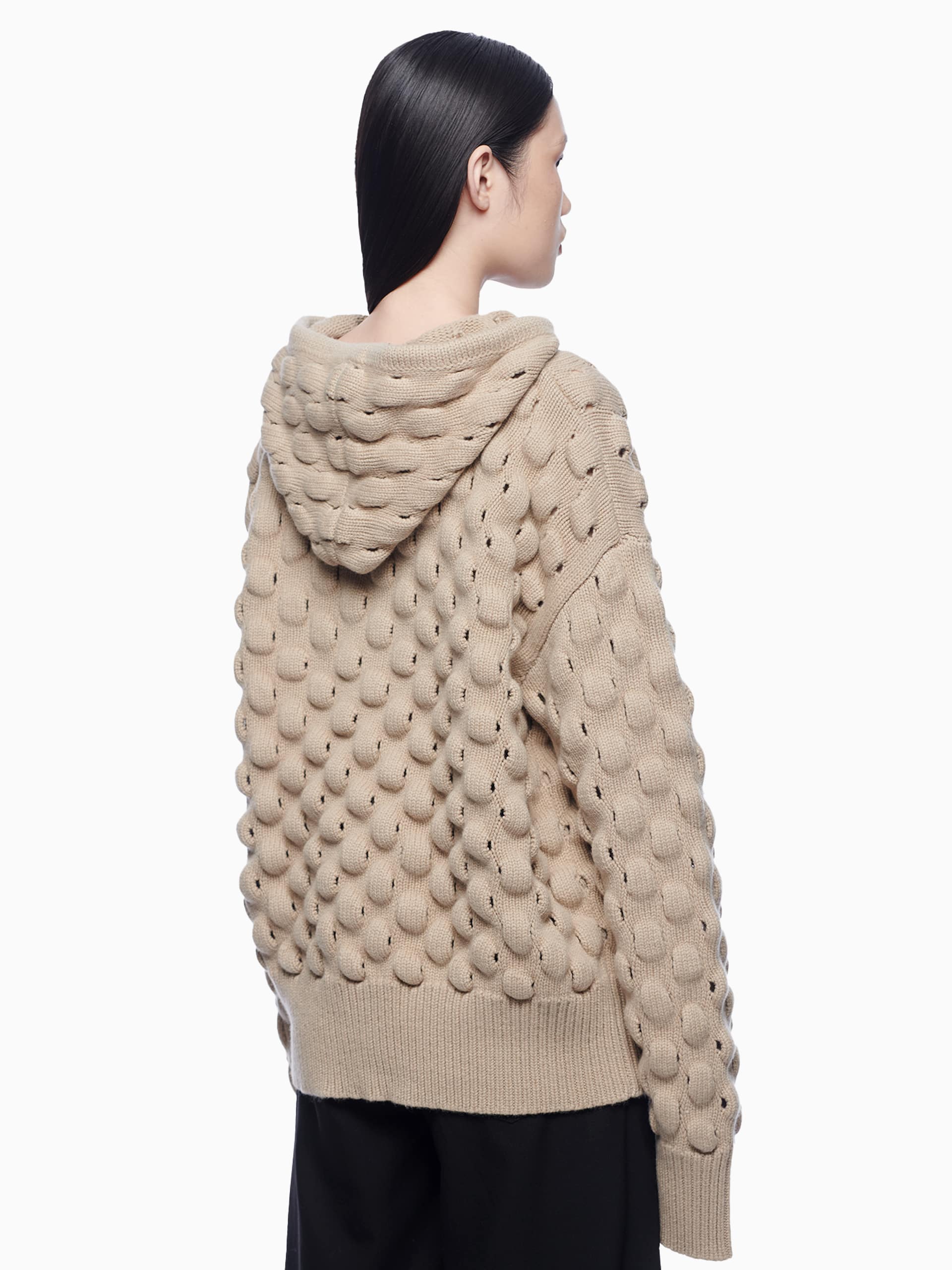 INTARSIA 3D KNITTED HOODIE