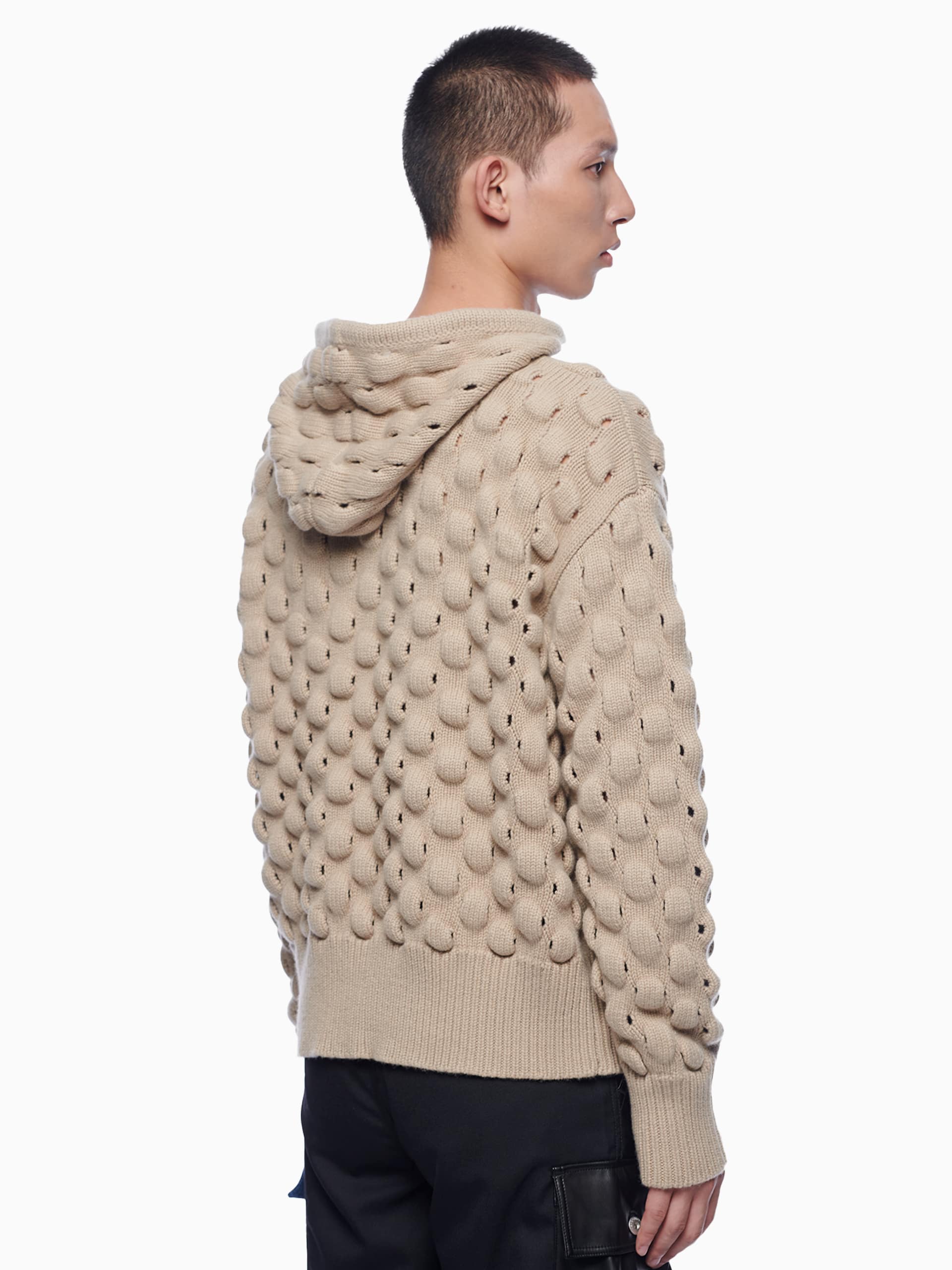 INTARSIA 3D KNITTED HOODIE